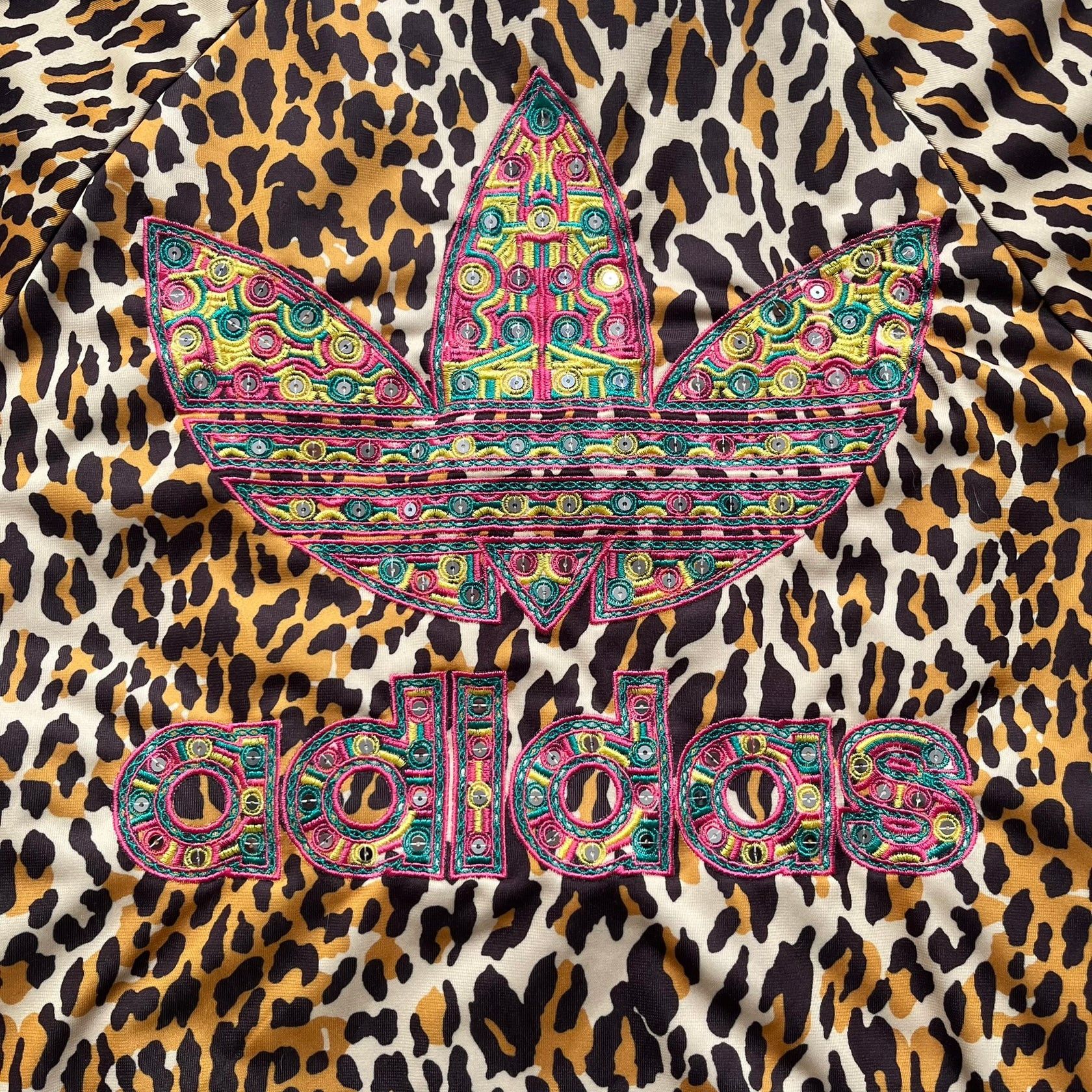 Adidas × Jeremy Scott Adidas Jeremy Scott 2015 Leopard Sequin Track Jacket Size US S / EU 44-46 / 1 - 3 Thumbnail