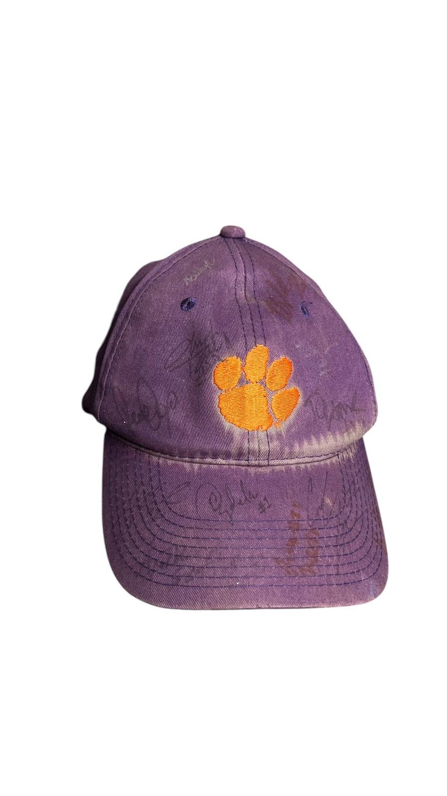 NCAA Purple Y2K Clemson Autographed Hat natural sun distress Size ONE SIZE - 2 Thumbnail
