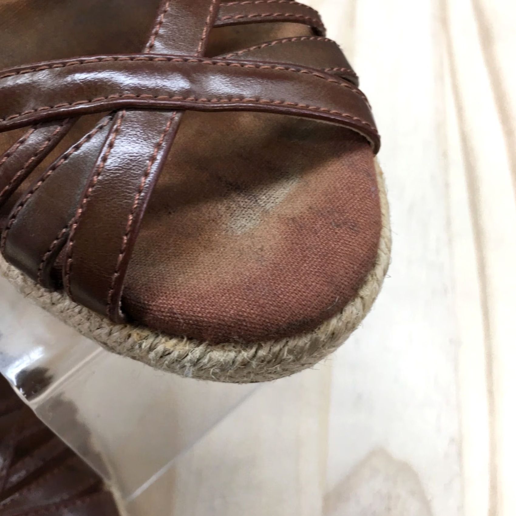 Naturalizer Naturalizer Sandals Womens 8.5 M Espadrille Slingback Brown Leather Wedge Heels Size US 9 / IT 39 - 4 Thumbnail