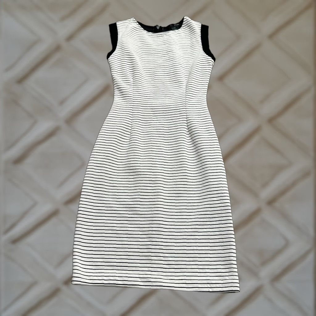 AQUA Aqua Dress XS White Black Stripe Sleeveless Bodycon Midi Women Size XS / US 0-2 / IT 36-38 - 1 Thumbnail