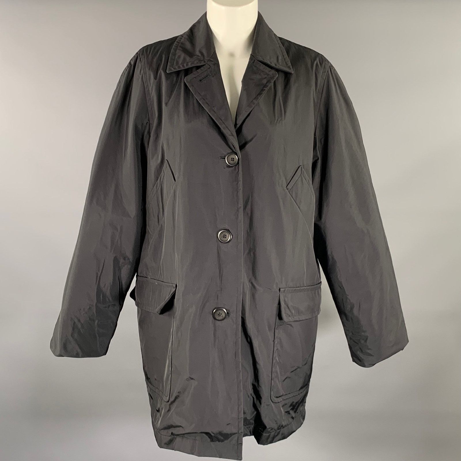 Max Mara MAX MARA Size 8 Black Nylon Trench Jacket Size M / US 6-8 / IT 42-44 - 1 Thumbnail