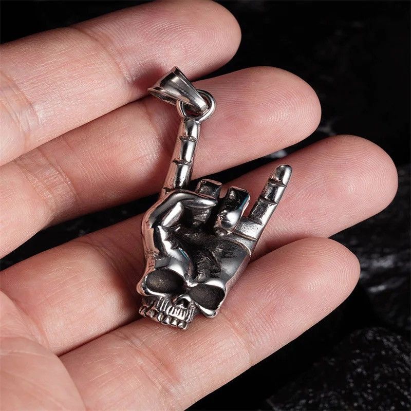 Handmade Rock Love You Metal Gesture Pendant Necklace Size ONE SIZE - 4 Thumbnail
