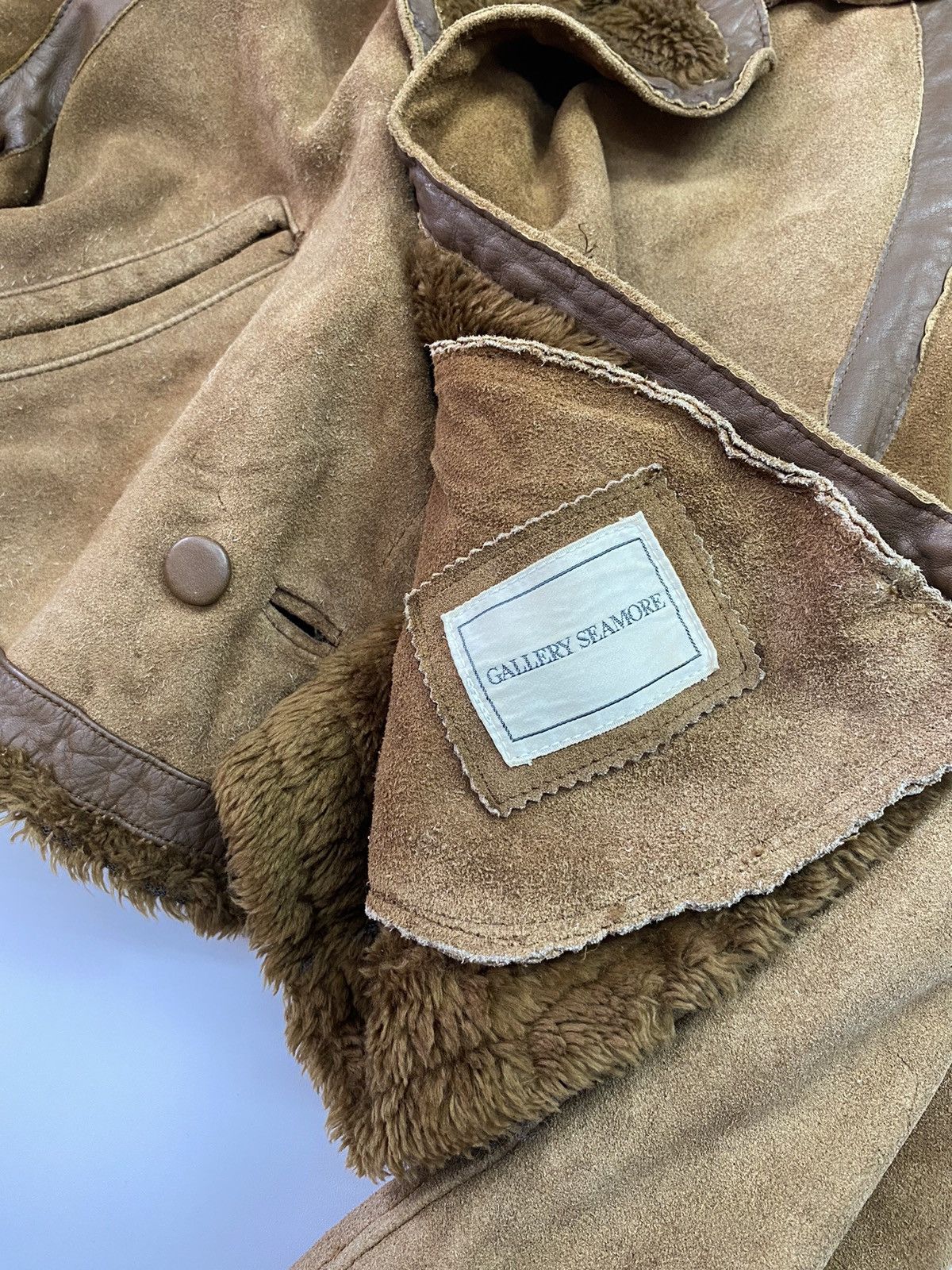 Designer × Vintage Suede leather sherpa jacket gallery seamore Size US M / EU 48-50 / 2 - 6 Thumbnail