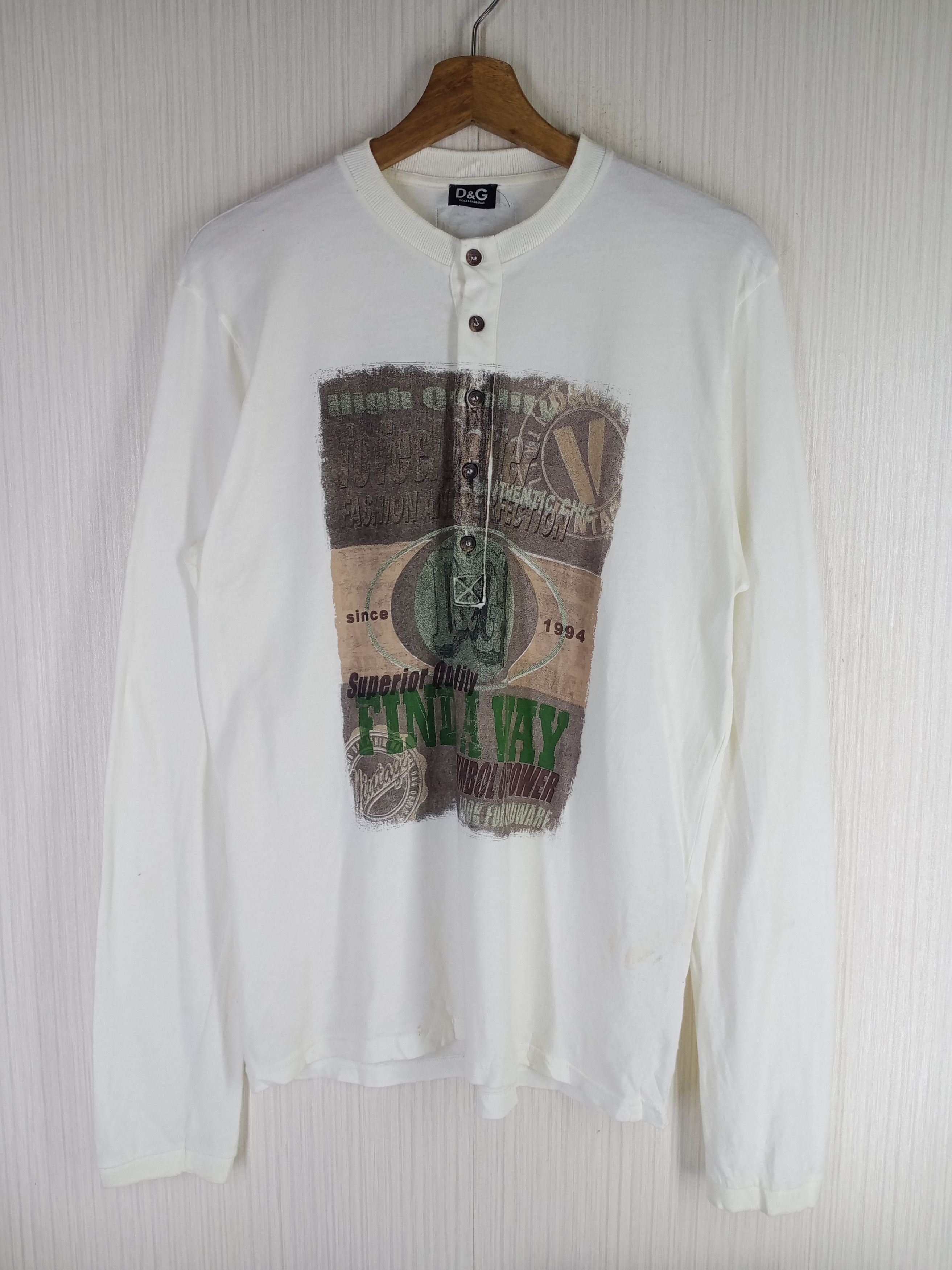 Dolce & Gabbana RARE DOLCE & GABBANA HALF BUTTON LONG SLEEVE TSHIRT Size US L / EU 52-54 / 3 - 1 Thumbnail