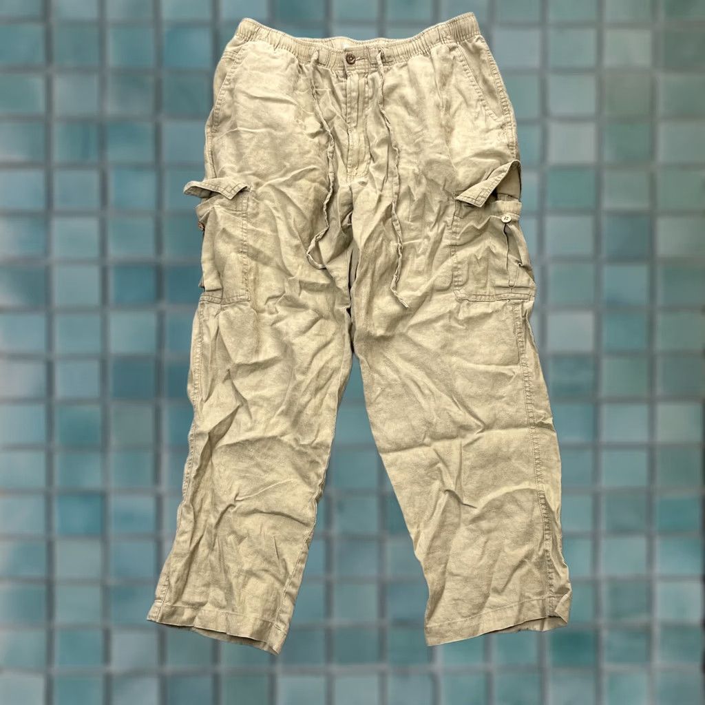 Vintage Caribbean Linen Pants Mens Beige Cargo Straight Leg Resort Wear 36x29 Casual Travel Summer Breathable Comfort Pockets Size US 36 / EU 52 - 1 Thumbnail