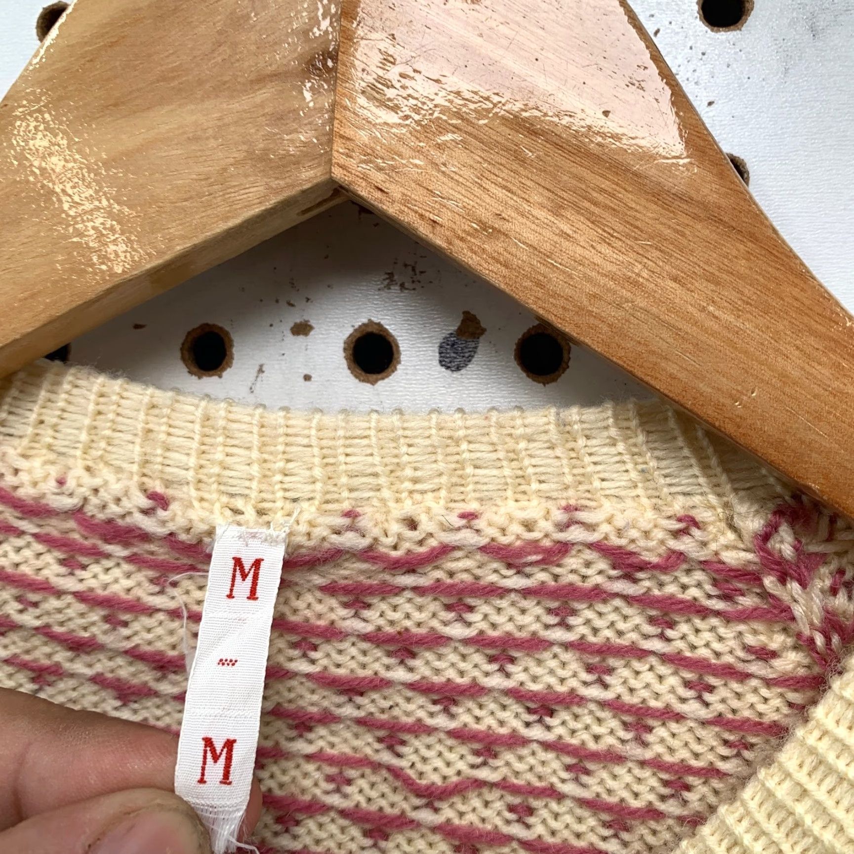 Vintage Vintage Wool Birds Eye Cardigan Sweater Womens M Beige Nordic Fair Isle Size M / US 6-8 / IT 42-44 - 3 Thumbnail