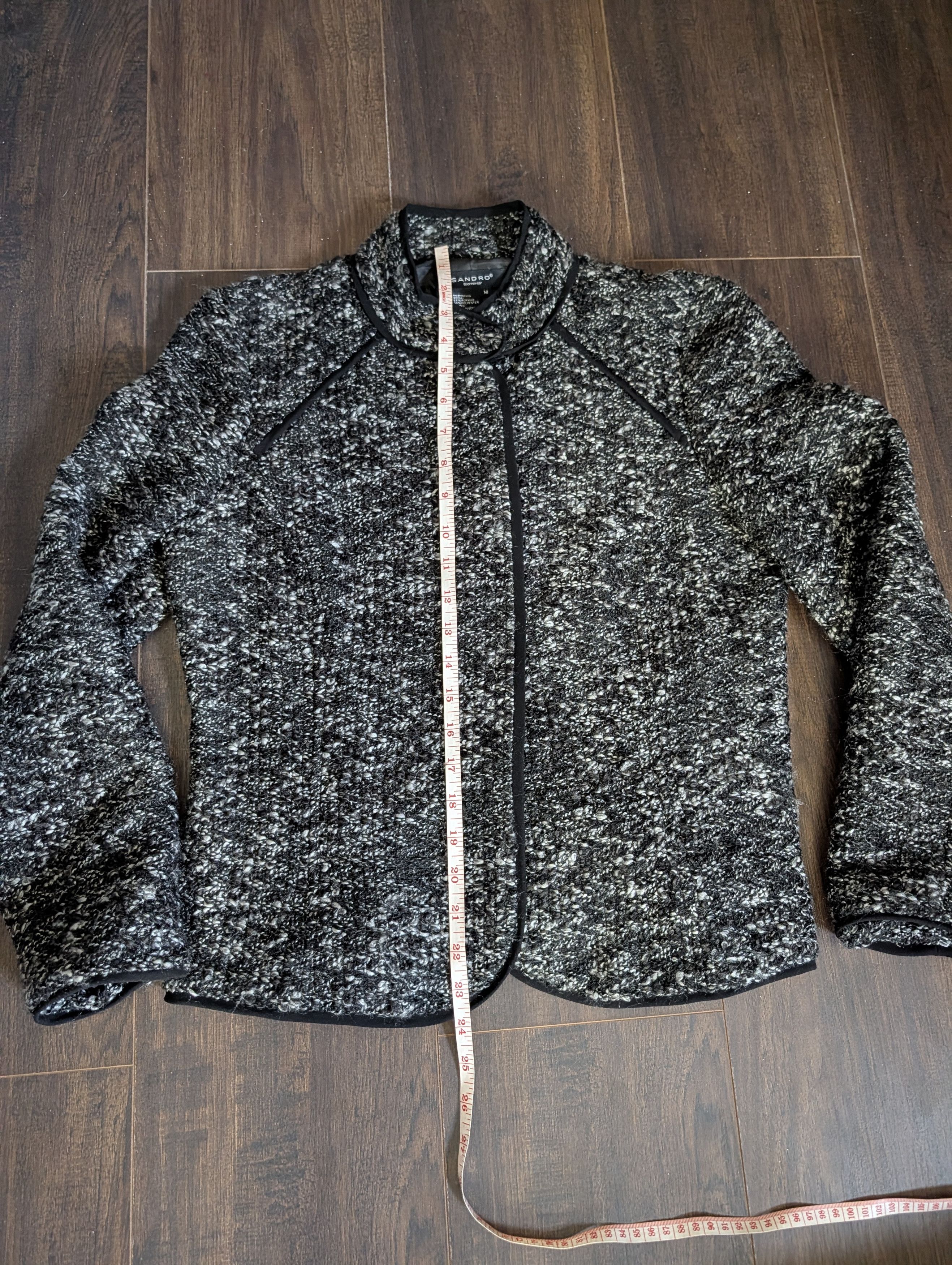 Sandro Gray knit tweed sporty raglan button-up jacket M Size M / US 6-8 / IT 42-44 - 16 Thumbnail