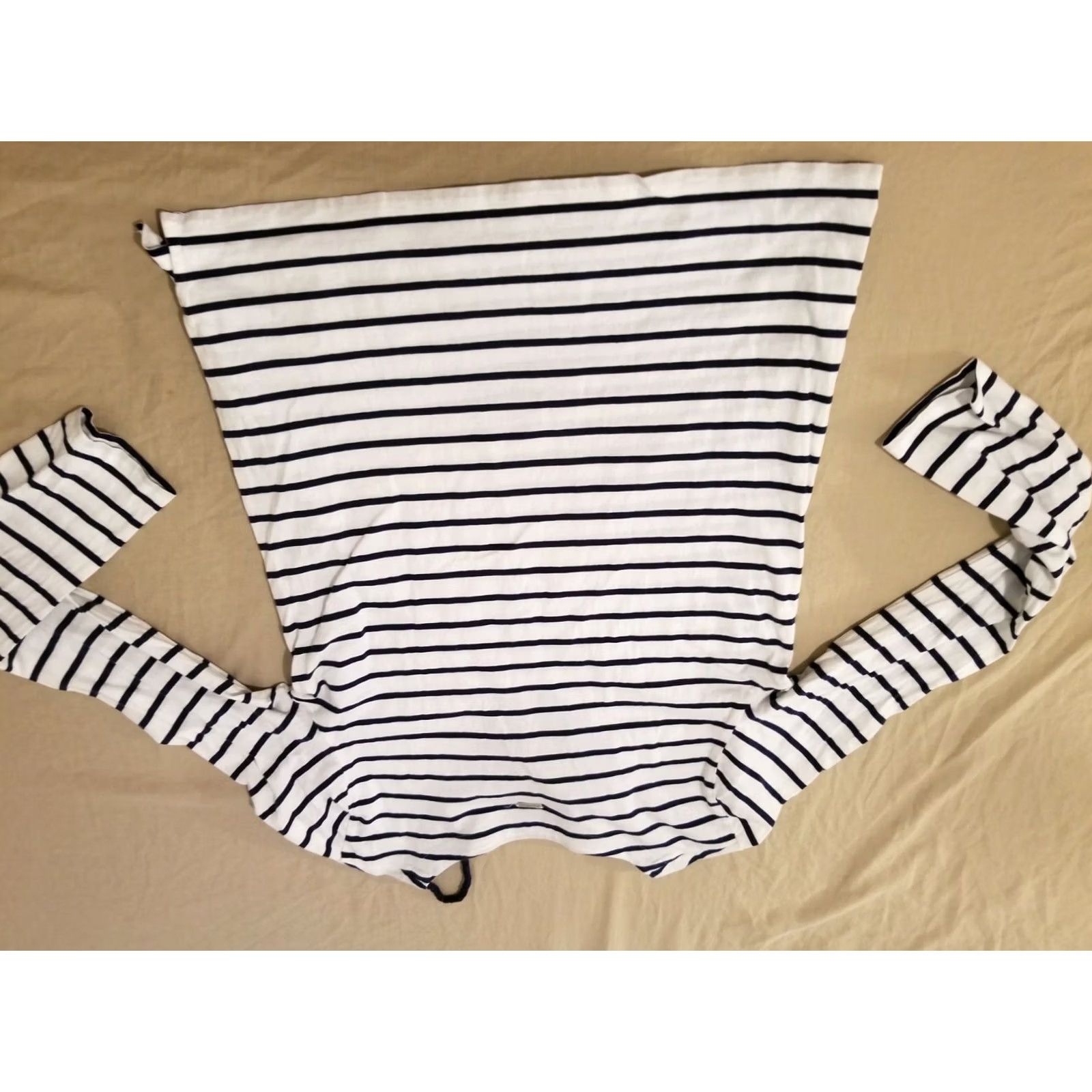 Nautica Womens Nautica Shirt Large White Navy Blue Cotton Long Sleeve T-Shirt Size L / US 10 / IT 46 - 5 Thumbnail