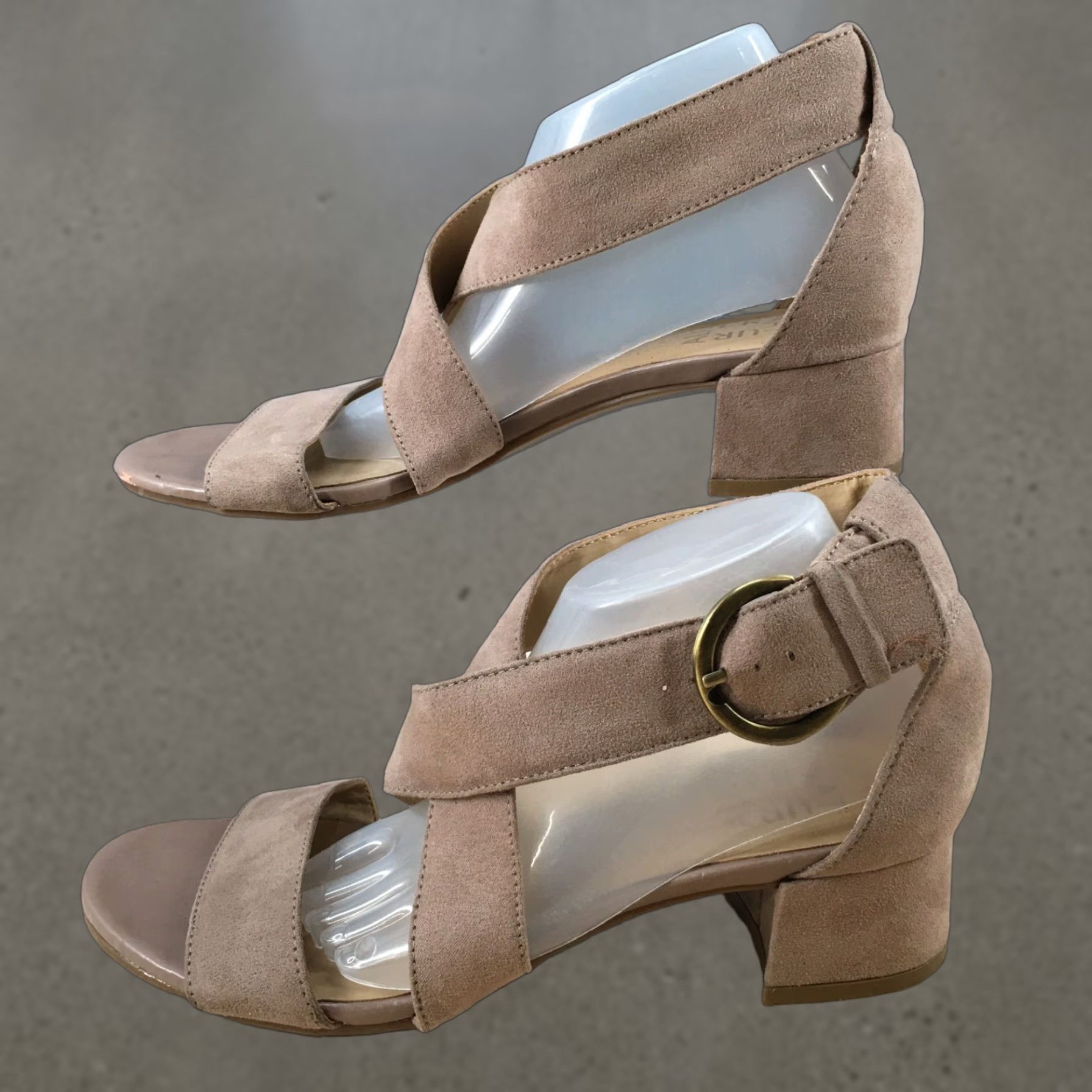 Naturalizer Naturalizer Sandals Amelia Strappy Low Heels Beige Fabric Buckle Womens 7 M Size US 7 / IT 37 - 1 Thumbnail