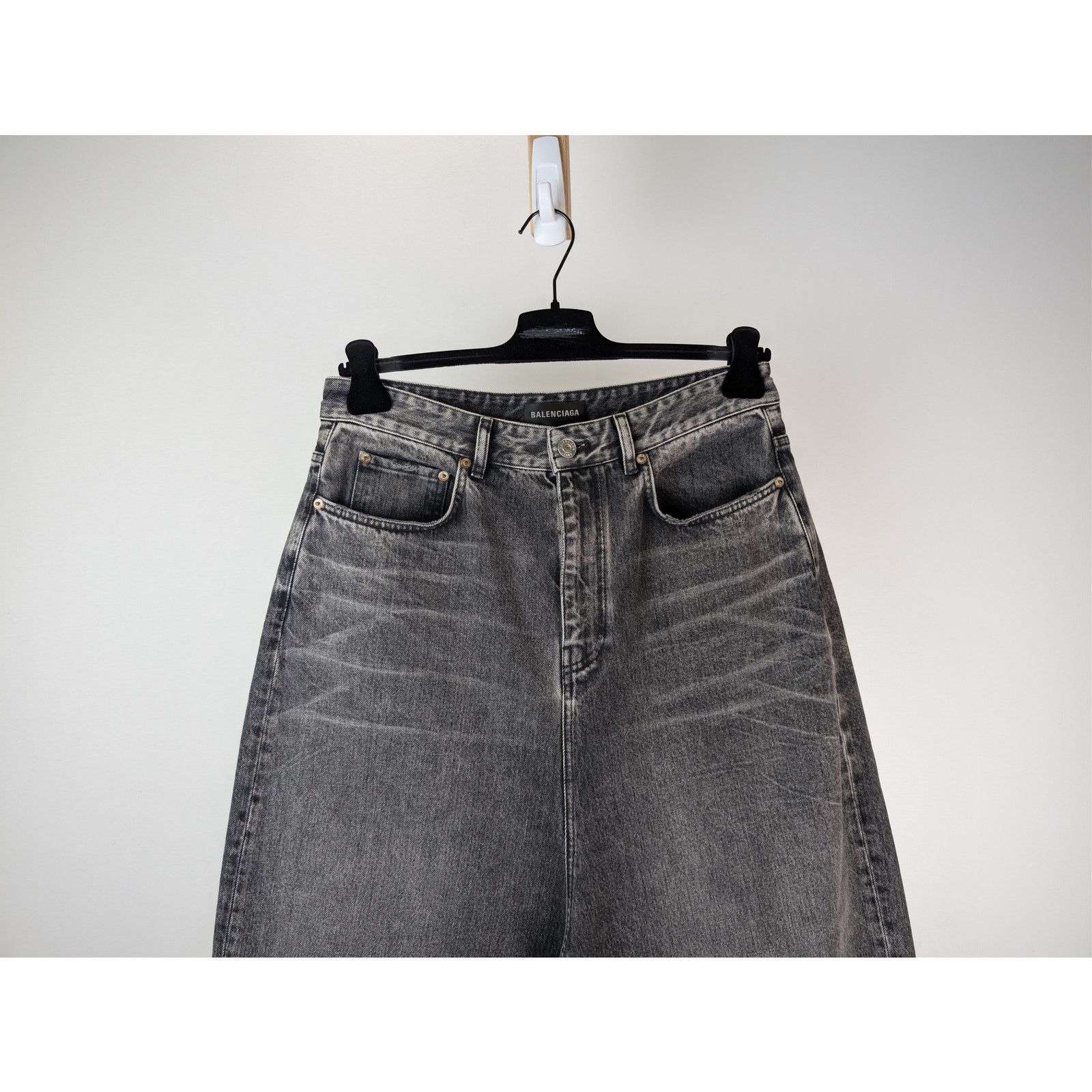 Balenciaga o1rshd1 Low Crotch Distressed Loose Denim Jeans in Black Size US 28 / EU 44 - 3 Thumbnail