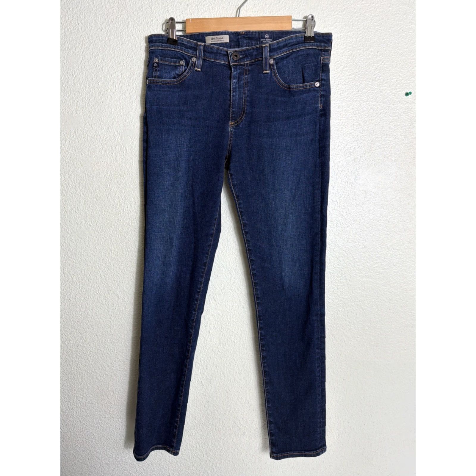 Vintage AG Adriano Goldschmied The Prima Mid Rise Cigarette Jeans Womens 30R Dark Wash Size 30" / US 8 / IT 44 - 2 Thumbnail