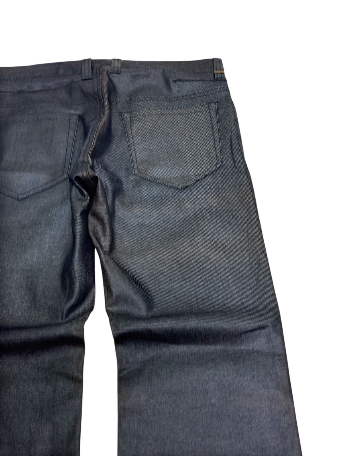 Vintage Flare Comme Ça Men Waxed Black Jeans Coated Back Faded Marks Size US 31 - 9 Thumbnail