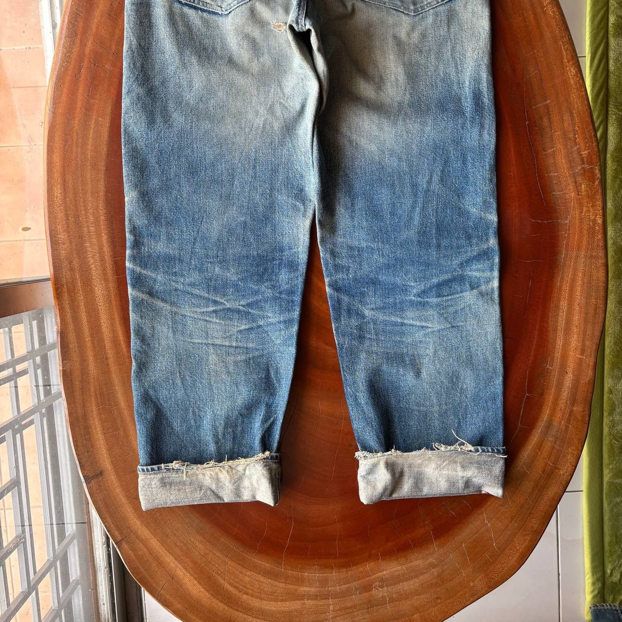HOLLYWOOD RANCH MARKET Vintage 90’s HR Market Selvedge Distress Mud Wash Blue Pants Size US 34 / EU 50 - 6 Thumbnail