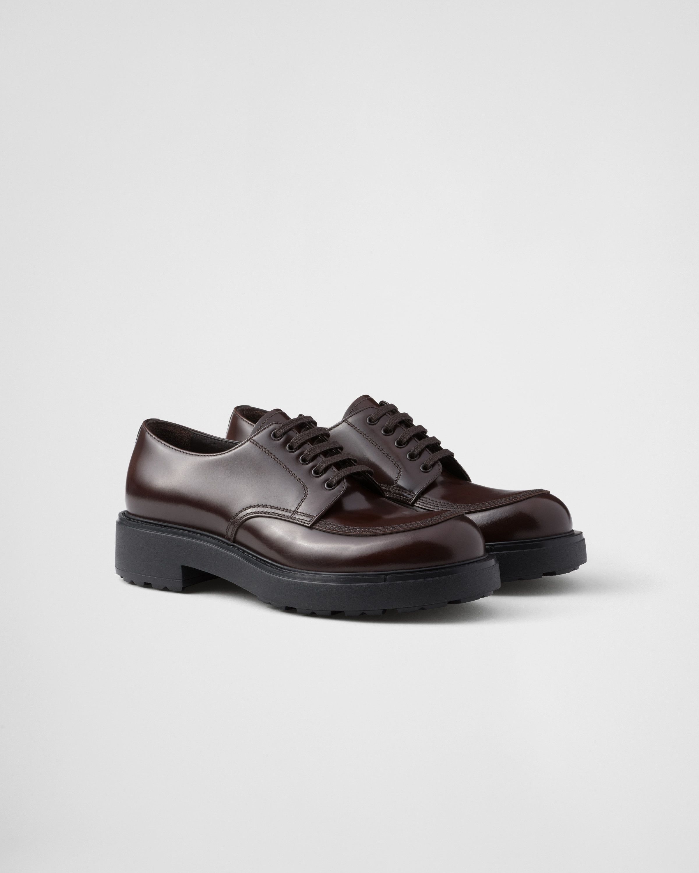 Prada o1bcso1str1025 Spazzolato Derby Shoes in Brown Size US 8 / EU 41 - 1 Thumbnail
