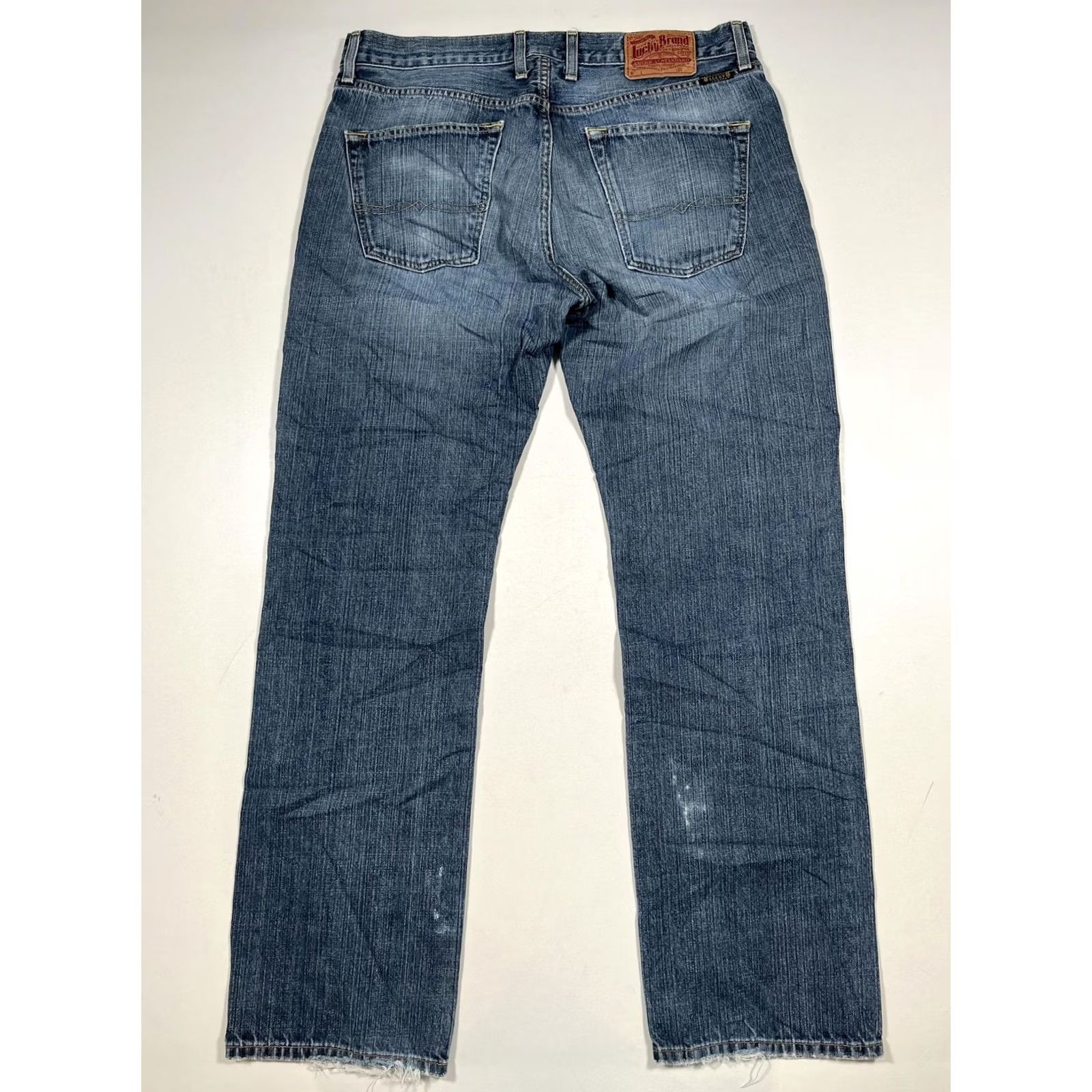 Lucky Brand Lucky Brand 221 Slim Straight Jeans Mens 34 Blue Medium Wash Denim Distressed Pockets Logo 221 Slim Straight-R Zip Fly Size US 34 / EU 50 - 2 Thumbnail
