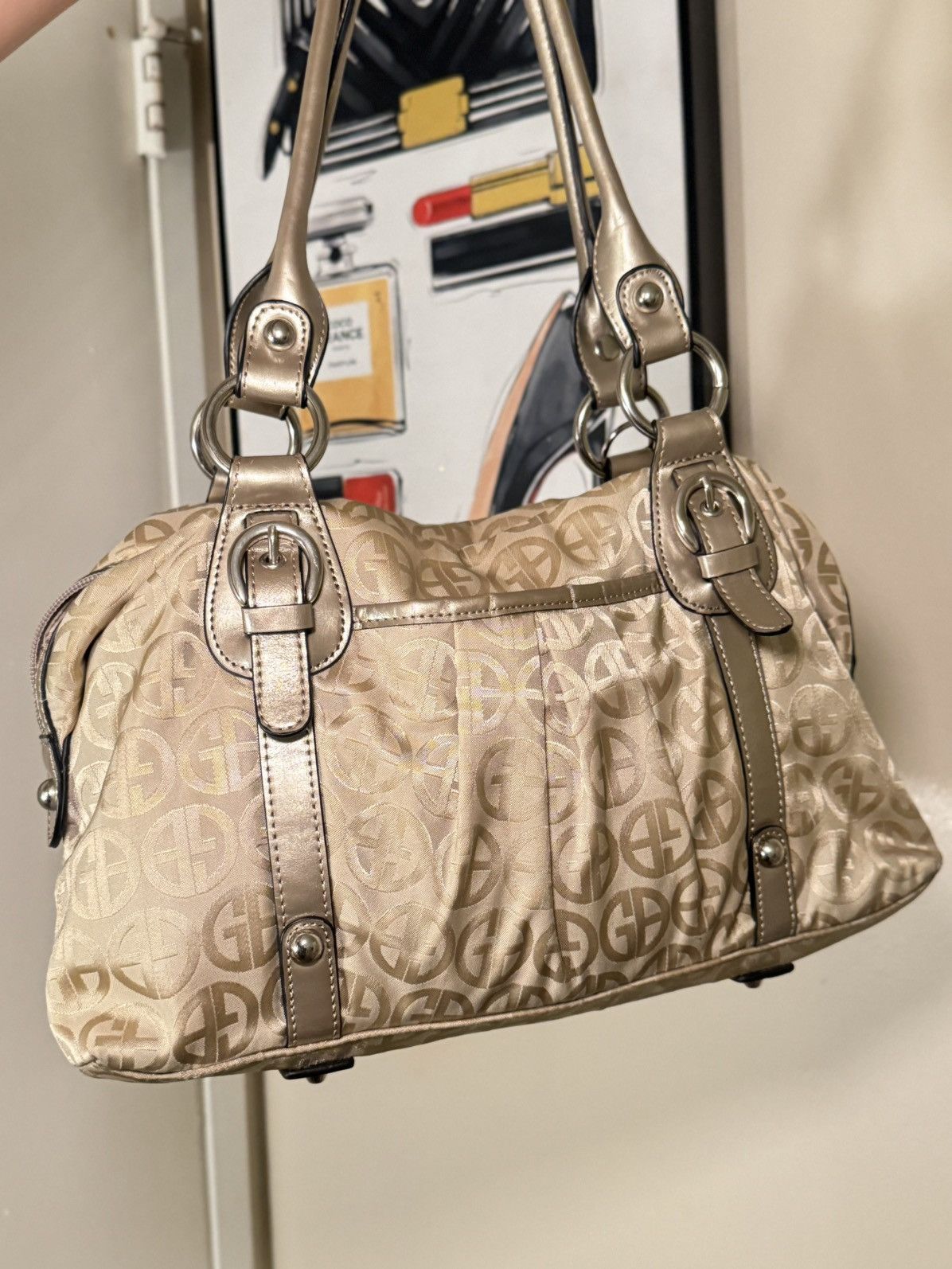 Giani Bernini Vintage Giani Bernini Gold Tan Monogram Handbag Size ONE SIZE - 5 Thumbnail