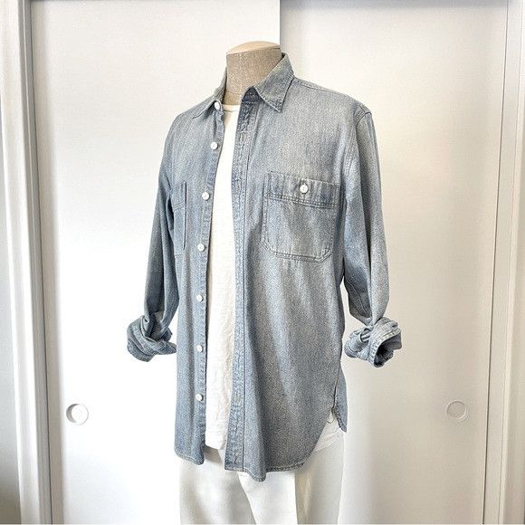 J.Crew Light Wash Denim Work Shirt Workshirt Size US M / EU 48-50 / 2 - 1 Thumbnail