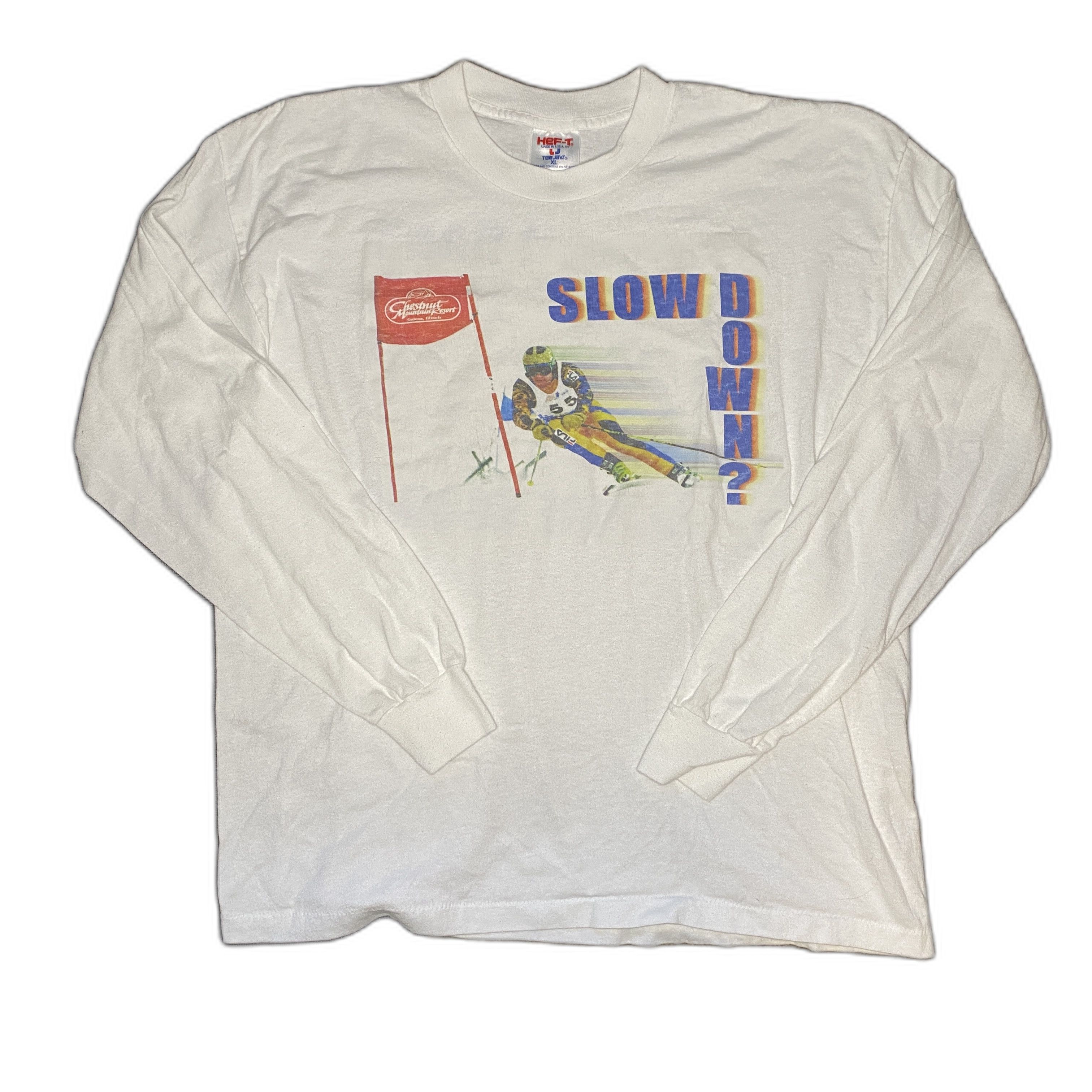 Vintage Vintage 90s Single Stitch Ski Long Sleeve Tee Double Sided Size US XL / EU 56 / 4 - 1 Thumbnail