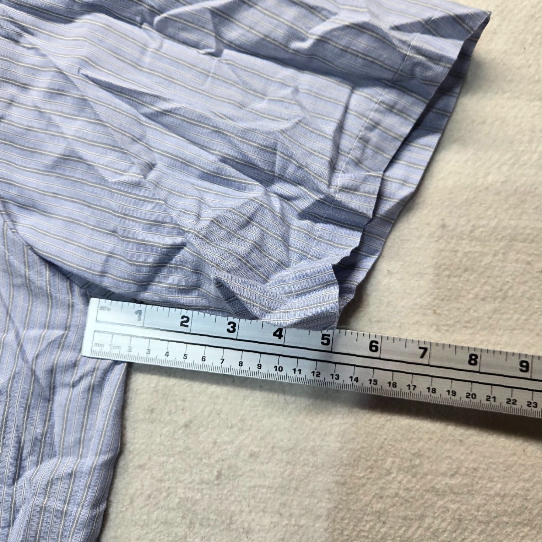 Vintage Ketch Shirt Blue Striped Button-Up Short Sleeve Adult Men's Size 17.5 Size 46R - 6 Thumbnail