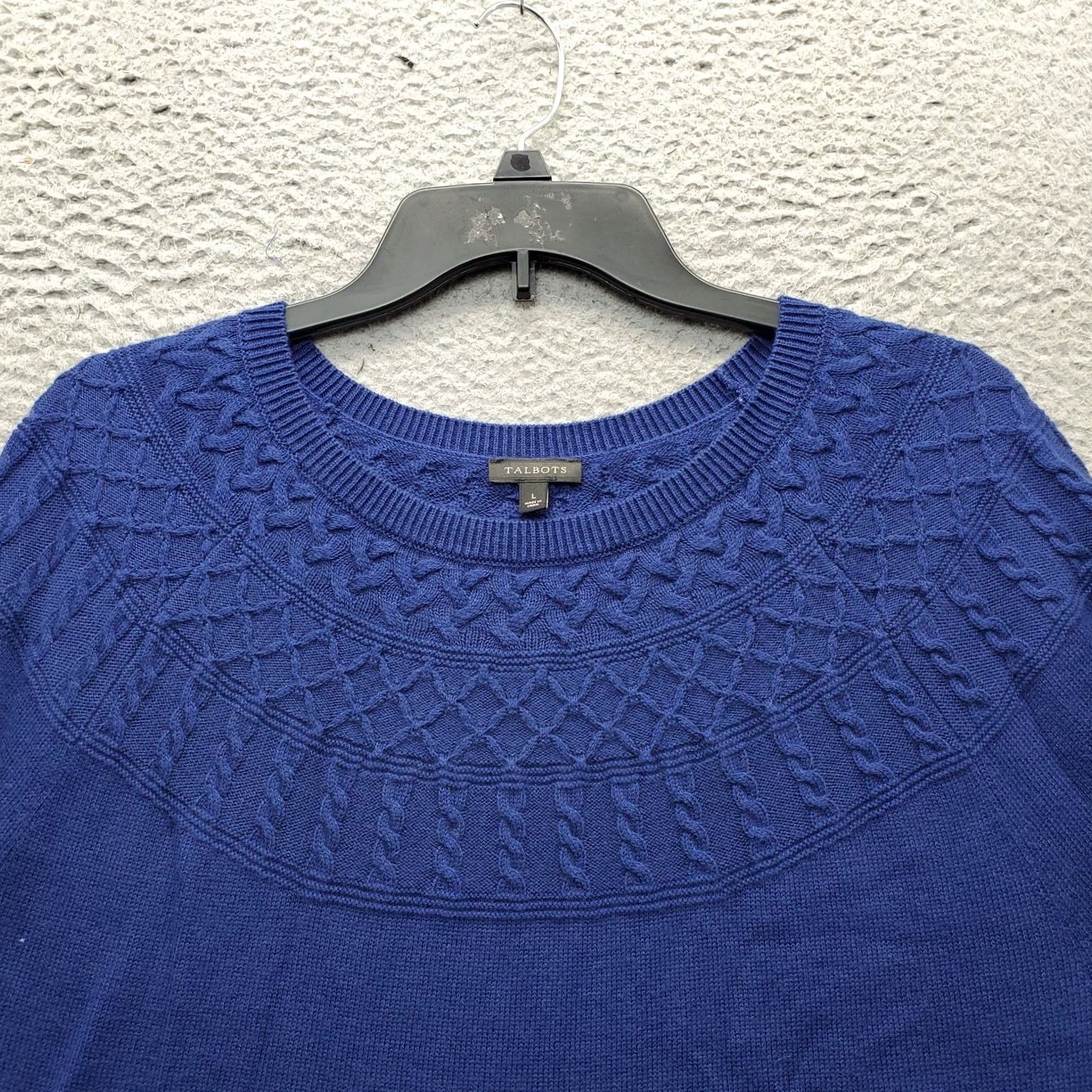Talbots Talbots Cable-Yoke Sweater Womens Large Blue Pullover Knit Long Sleeve Casual Fall Winter Shirt Mens? Size L / US 10 / IT 46 - 7 Thumbnail