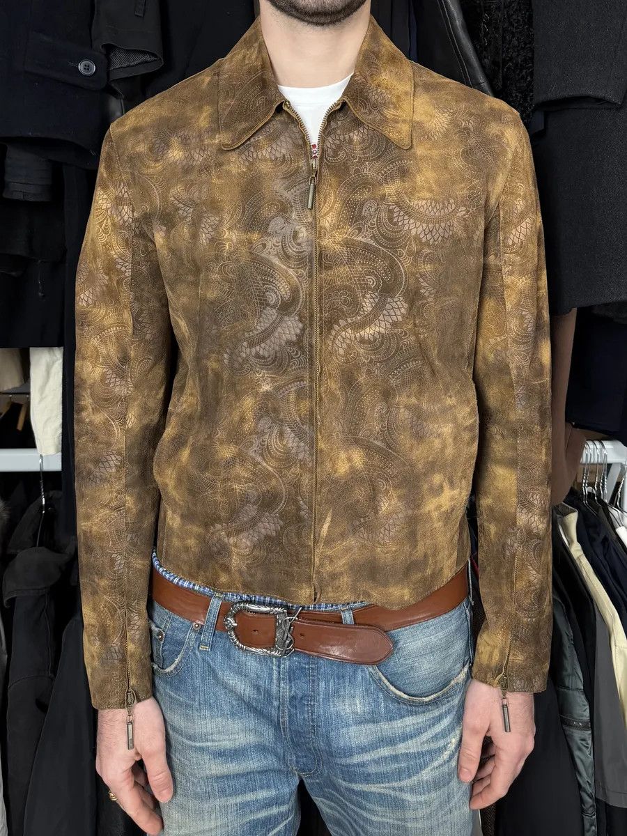 Just Cavalli 2000s Cavalli Brown Spiritual Dragon Faded Leather Premium Jacket Size US M / EU 48-50 / 2 - 3 Thumbnail