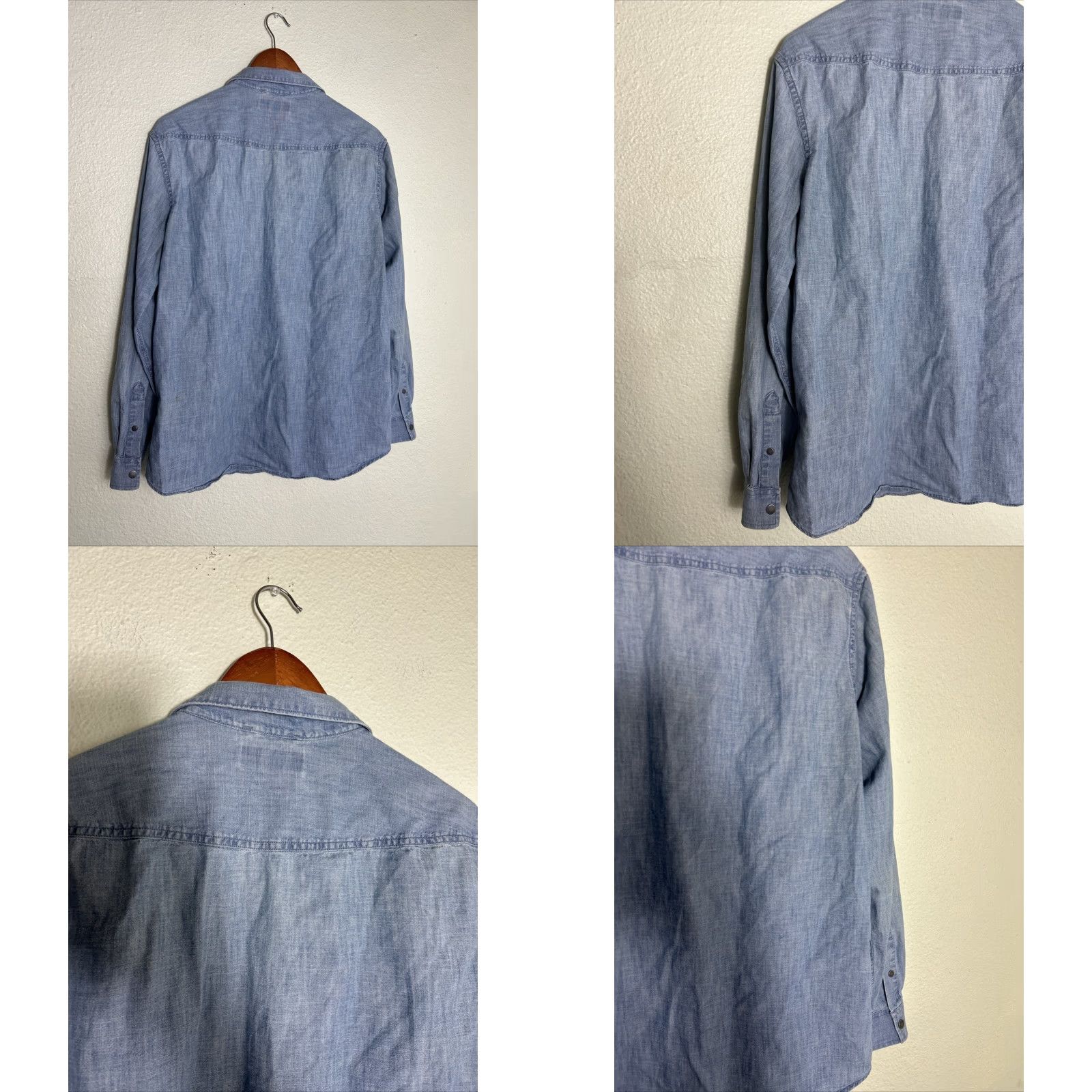 Banana Republic VINTAGE Banana Republic Standard Fit Mens Large Long Sleeve Denim Metal Button Shirt Size US L / EU 52-54 / 3 - 9 Thumbnail