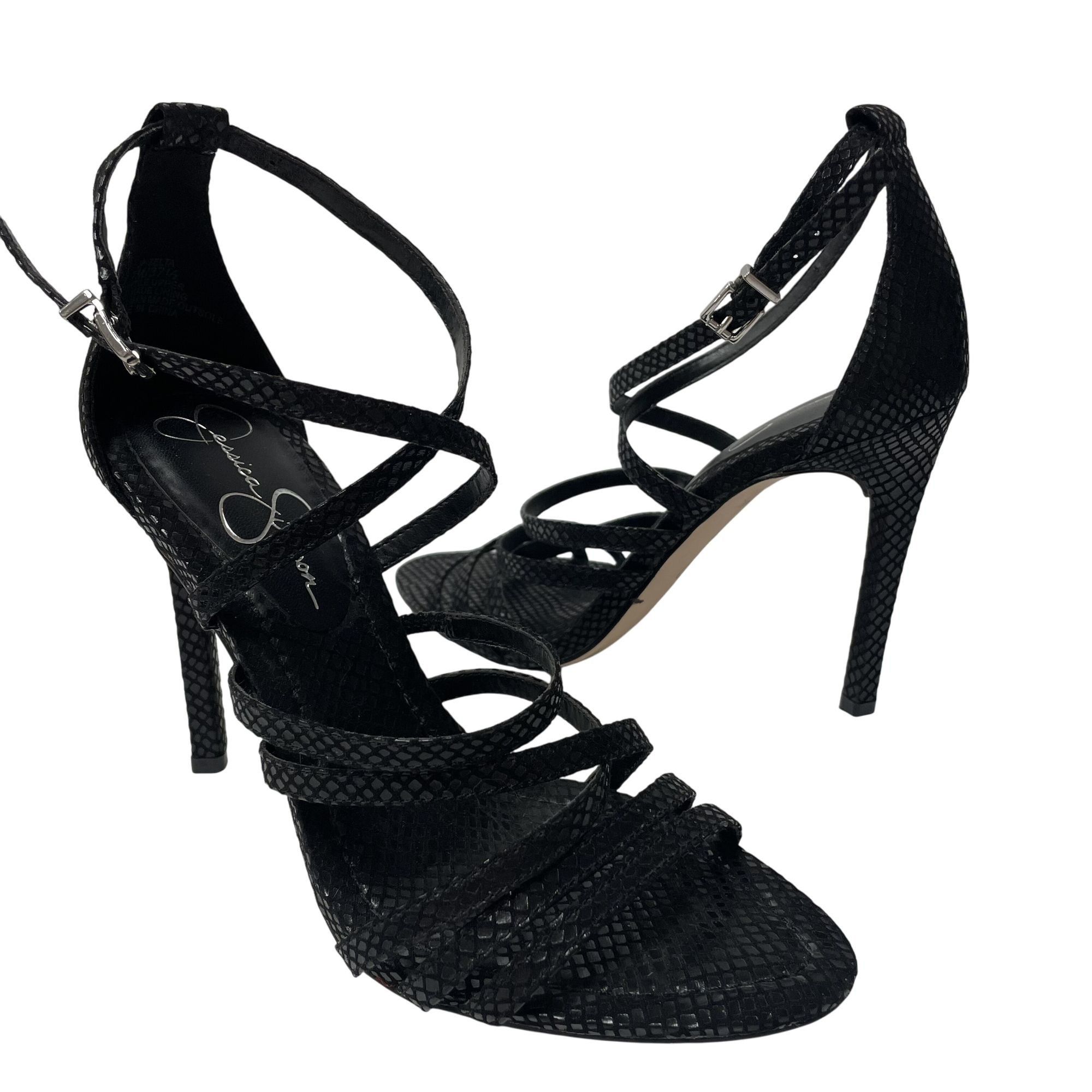 Jessica Simpson Jessica Simpson Zelta Snakeskin Print STRAPPY Open Toe Heels Size US 7 / IT 37 - 2 Thumbnail