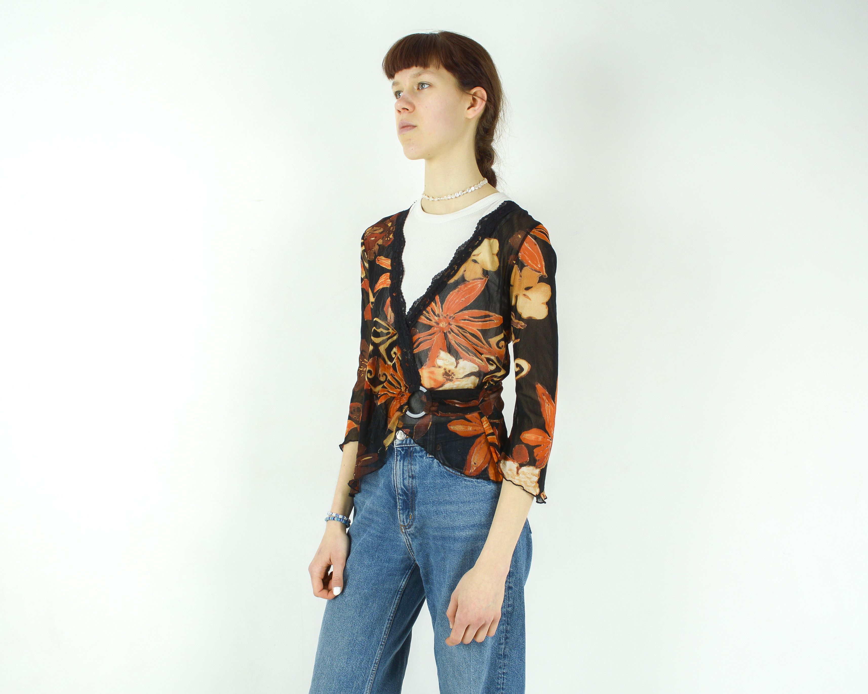 Other × Vintage JOACHIM BOSSE Floral Print Sheer Blouse Floral Pattern Top Size XS / US 0-2 / IT 36-38 - 2 Thumbnail