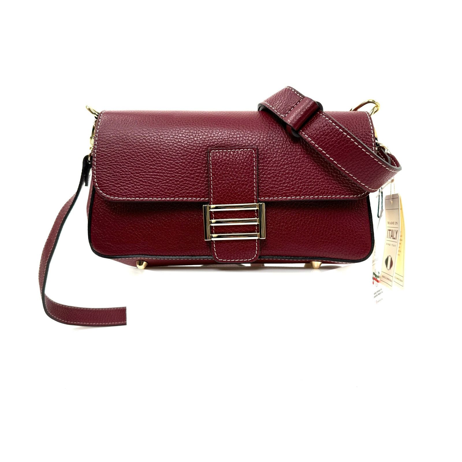 Other Divina Firenze Cranberry Leather Baguette Flap Crossbody Bag Size ONE SIZE - 1 Thumbnail