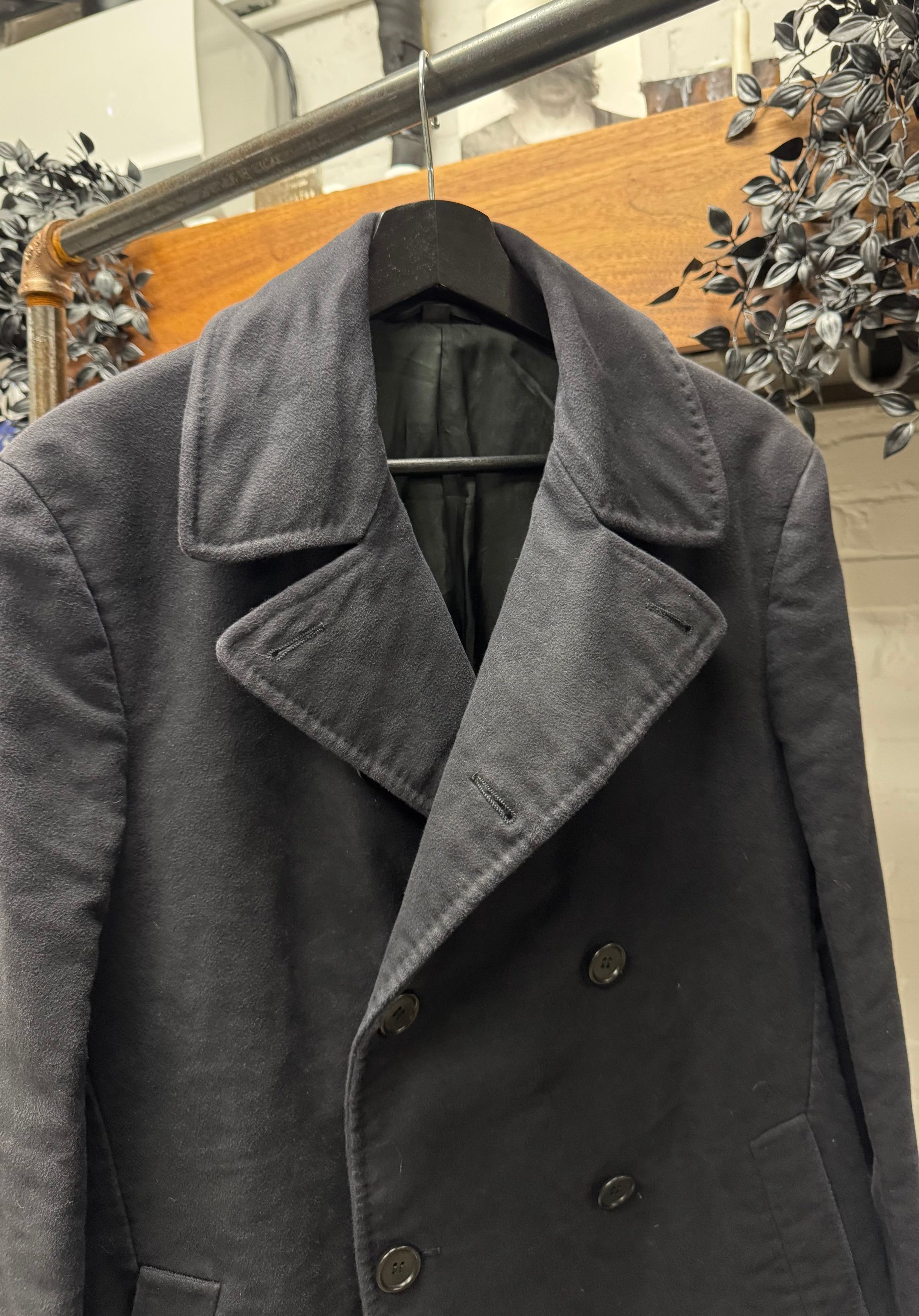 Helmut Lang Helmut Lang ‘Plum’ Faded Black Moleskin Double Breasted Coat Size US M / EU 48-50 / 2 - 2 Thumbnail
