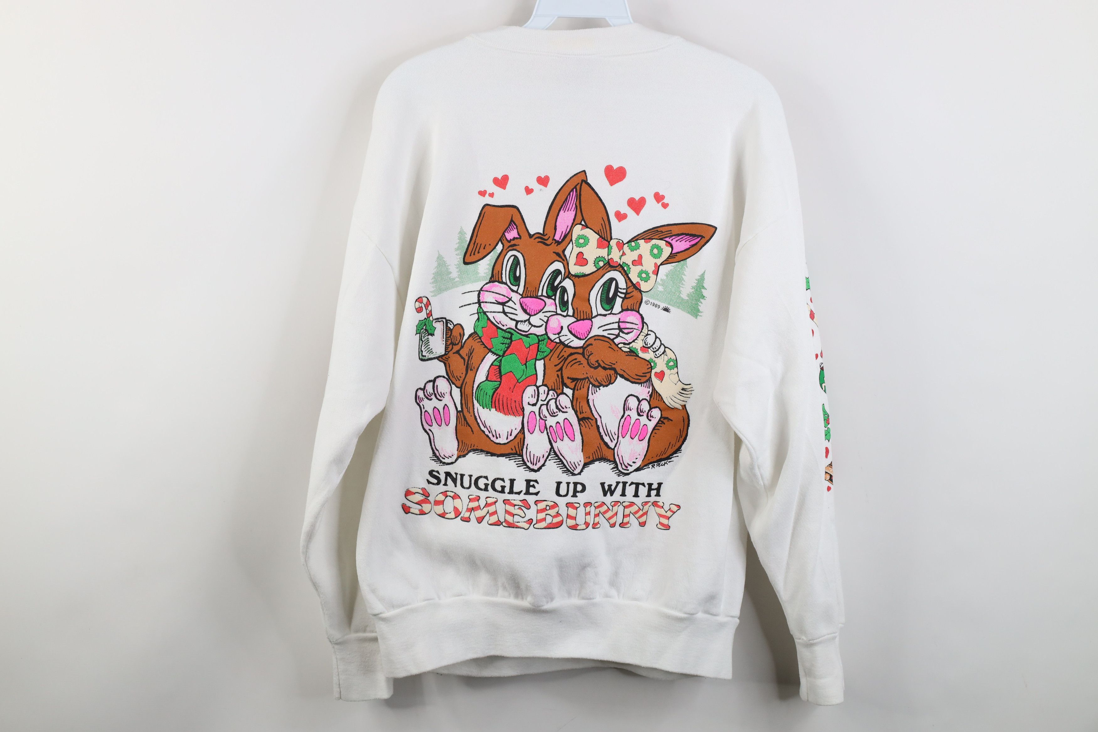 Vintage Vintage 90s Streetwear Christmas Snow Bunny Heart Sweatshirt Size L / US 10 / IT 46 - 14 Thumbnail