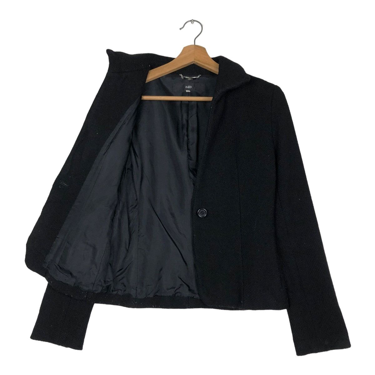 Japanese Brand 🔥RICH BLACK CROPPED WOOL JACKET INED JAPAN Size M / US 6-8 / IT 42-44 - 11 Thumbnail