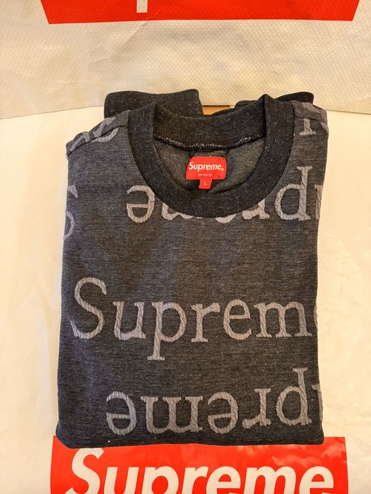 Supreme Supreme Jacquard Logo Crewneck Black Large | Grailed