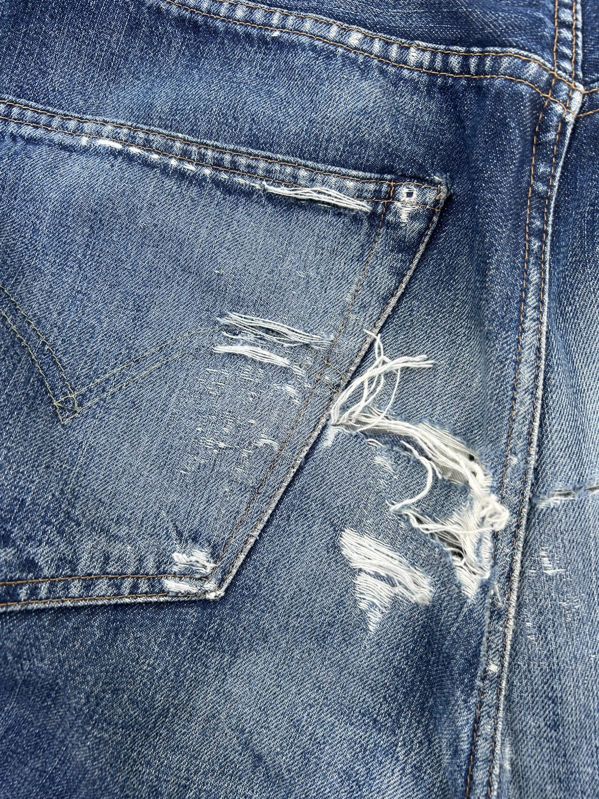 Kapital Thrashed Levis 501XX Big E Selvedge Distressed Denim Jeans Size US 35 - 16 Thumbnail