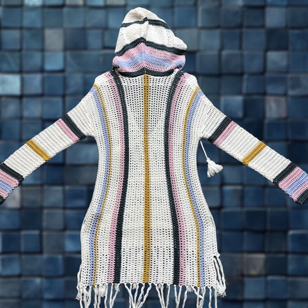 Forever 21 FOREVER 21 Hoodie Womens Medium Boho Crochet Knit Striped Cover Up Multicolor Size M / US 6-8 / IT 42-44 - 1 Thumbnail