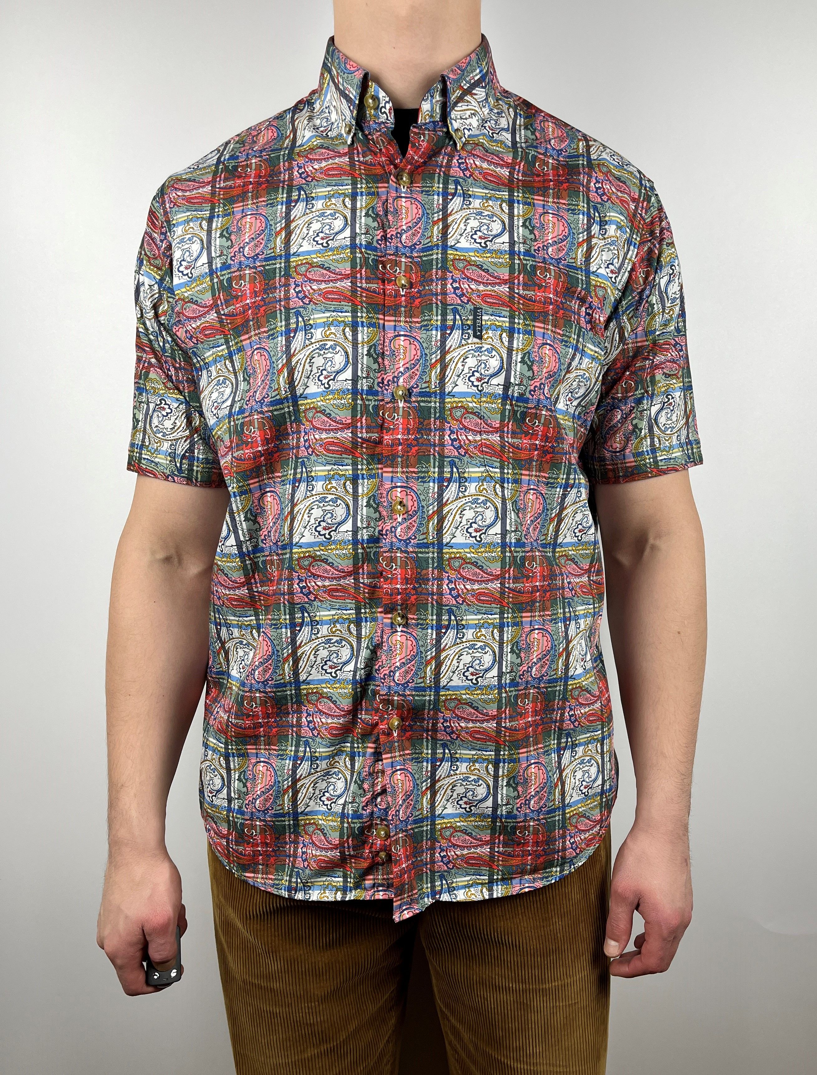 Viyella Viyella Paisley Check Pattern Short Sleeve Shirt Size US L / EU 52-54 / 3 - 1 Thumbnail