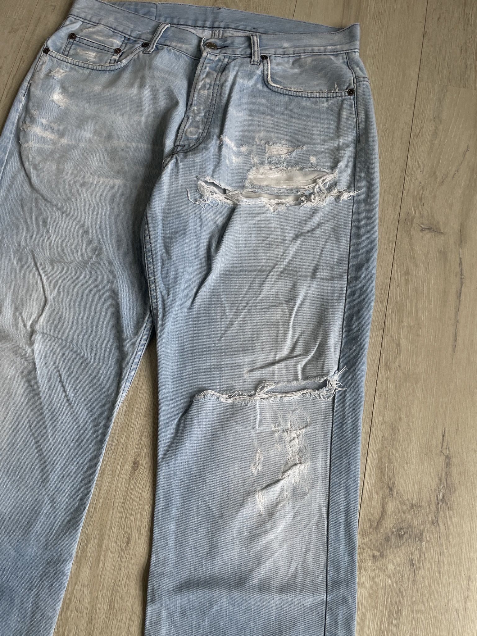 Y-3 Y-3 SS05 logo stitch runway ripped jeans Size US 32 / EU 48 - 6 Thumbnail