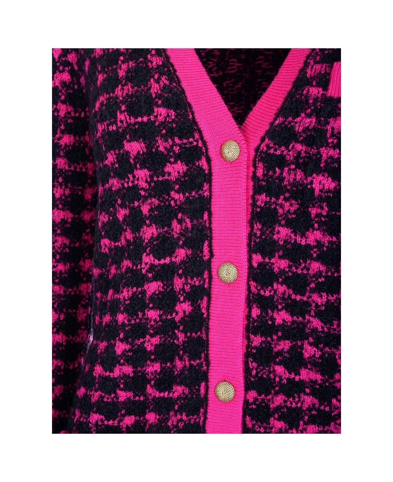 o1y0126 Cardigan in Fuchsia/Black