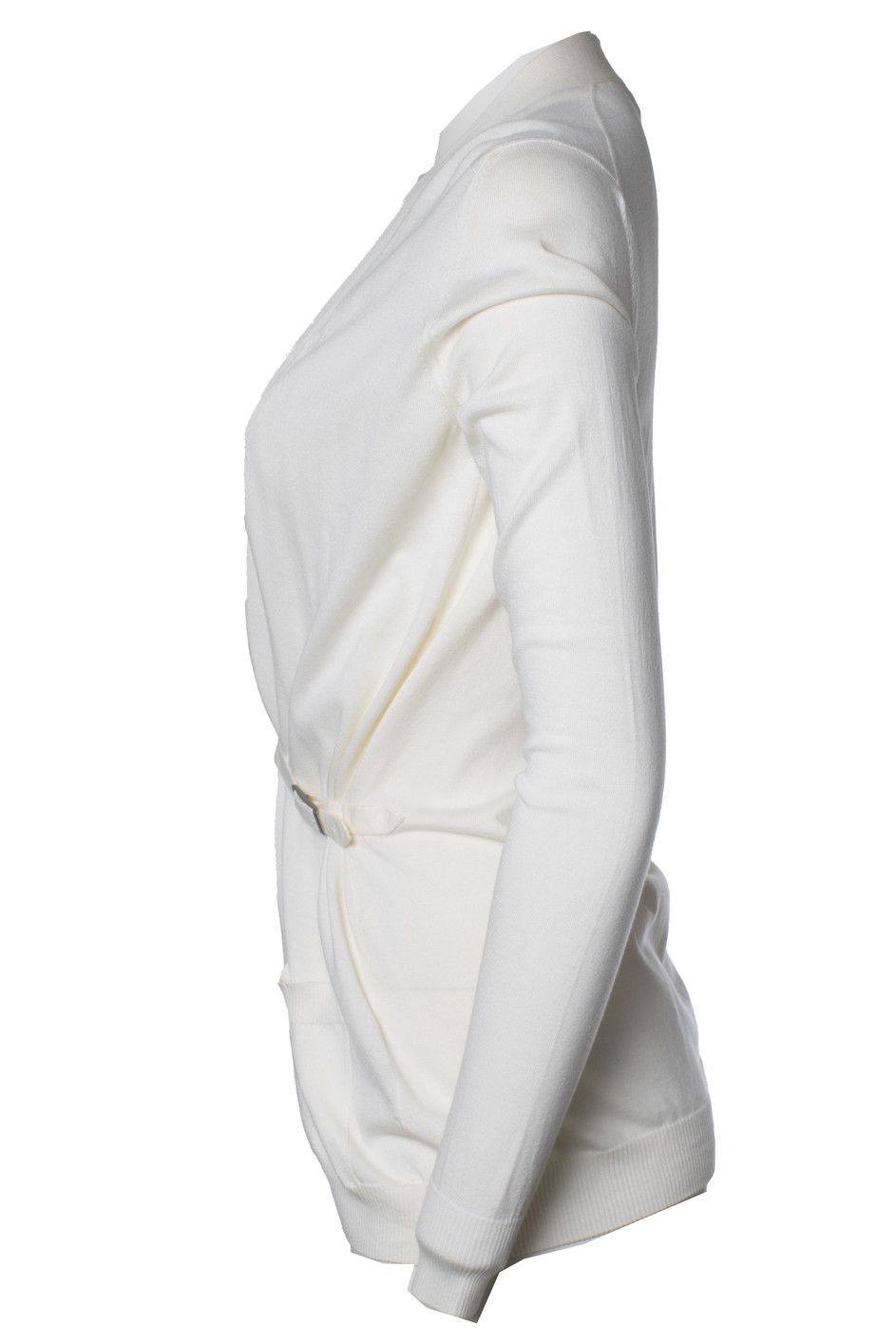 Hermes Hermes, white cardigan with buckle belt Size M / US 6-8 / IT 42-44 - 2 Thumbnail