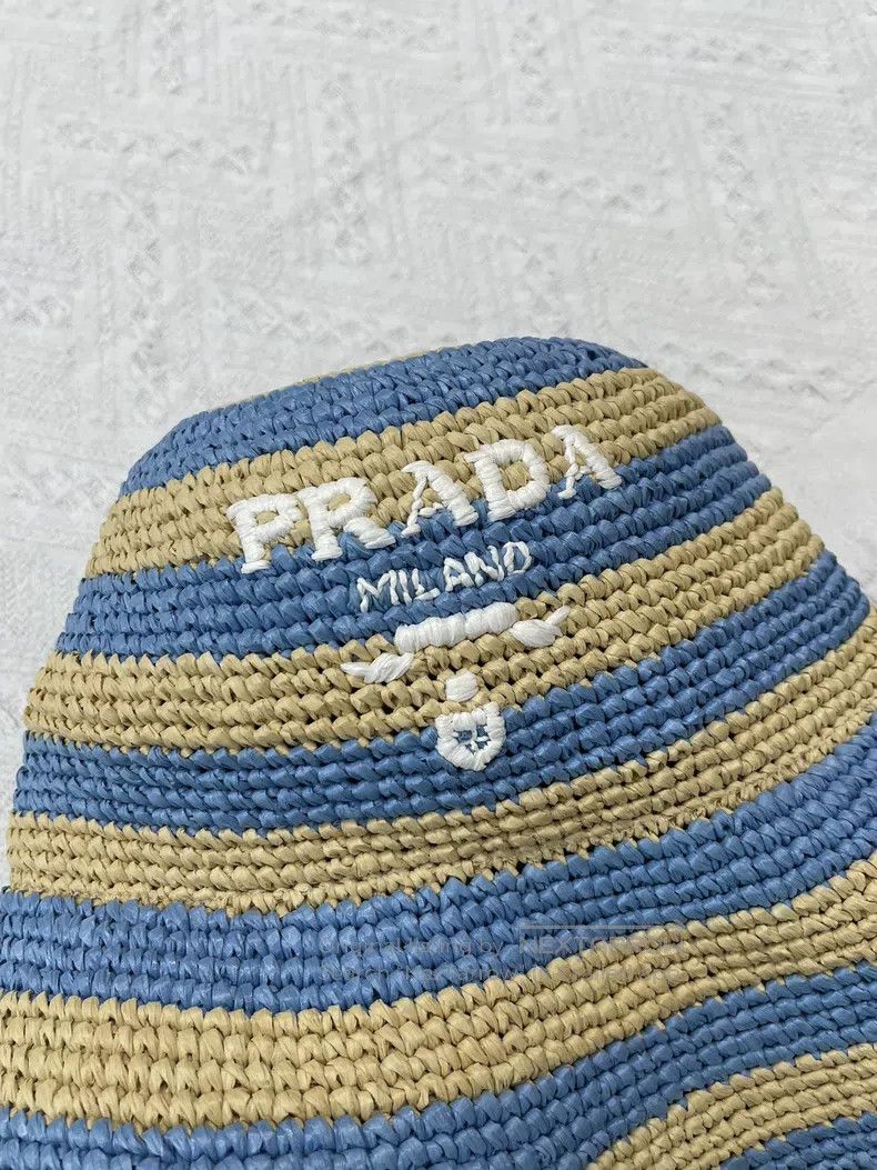 Prada Prada Size S Blue striped straw-knitted fisherman's hat Size ONE SIZE - 2 Thumbnail