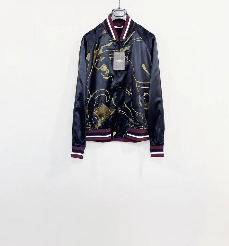 Valentino Valentino Men's Blue Patterned Bomber Jacket 0089 Size US M / EU 48-50 / 2 - 1 Thumbnail