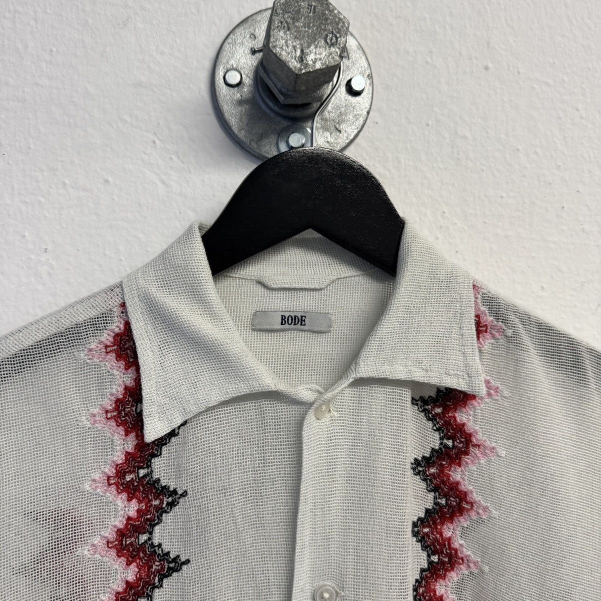 Bode BODE Off-White Loop Mesh Shirt Zig Zag Size US M / EU 48-50 / 2 - 3 Thumbnail