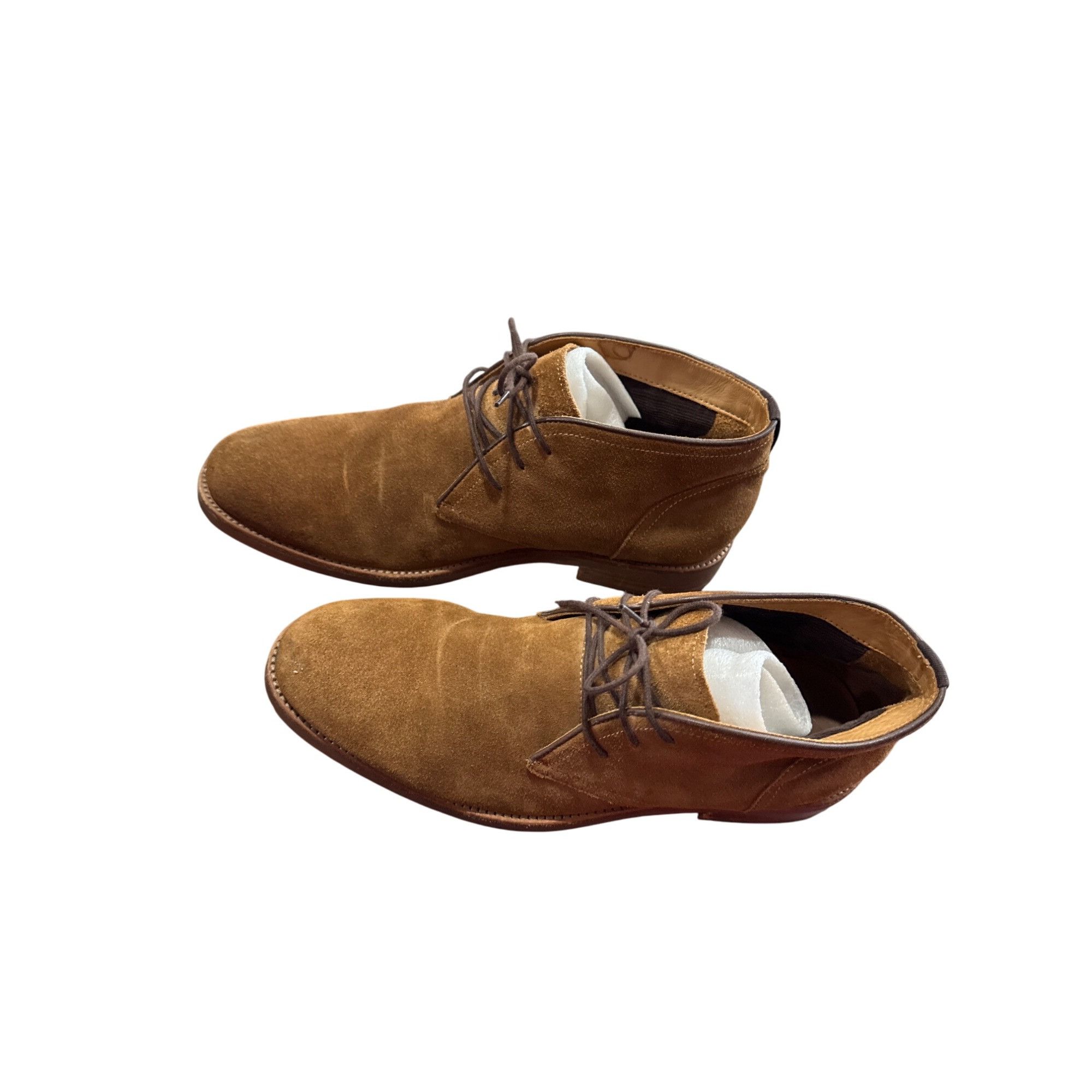 Designer Warfield Grand Mens Brown Leather Suede Ankle Chukka Boots S Size US 10.5 / EU 43-44 - 4 Thumbnail