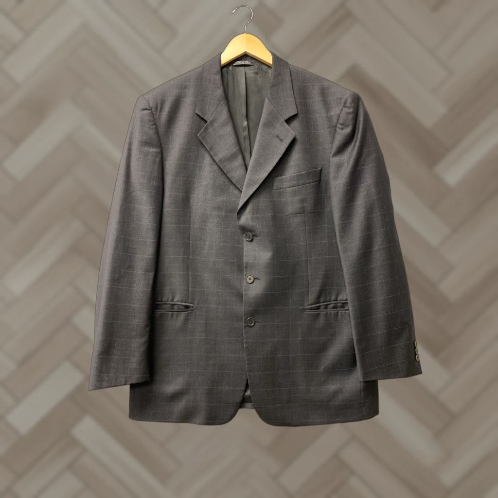 Vintage VINTAGE Todays Man Gian Wool Blazer Jacket Sport Coat Men 44 Black Check Tuxedo Italy Size 44R - 1 Thumbnail