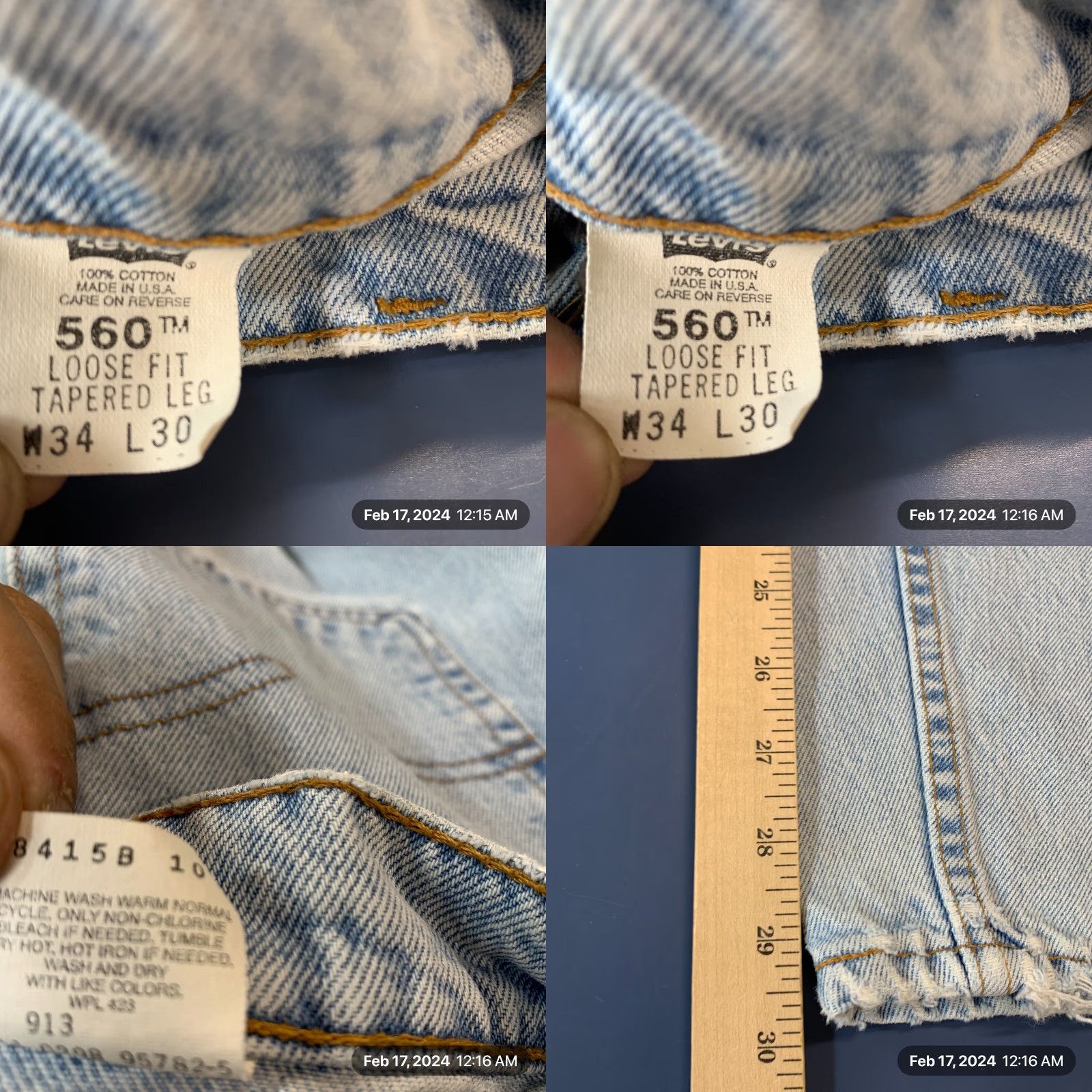 Levi's VINTAGE Levi's 560 Jeans Mens 32x30 Blue Denim USA Tapered Relaxed Fit 560 Style Accessories Size US 32 / EU 48 - 9 Thumbnail