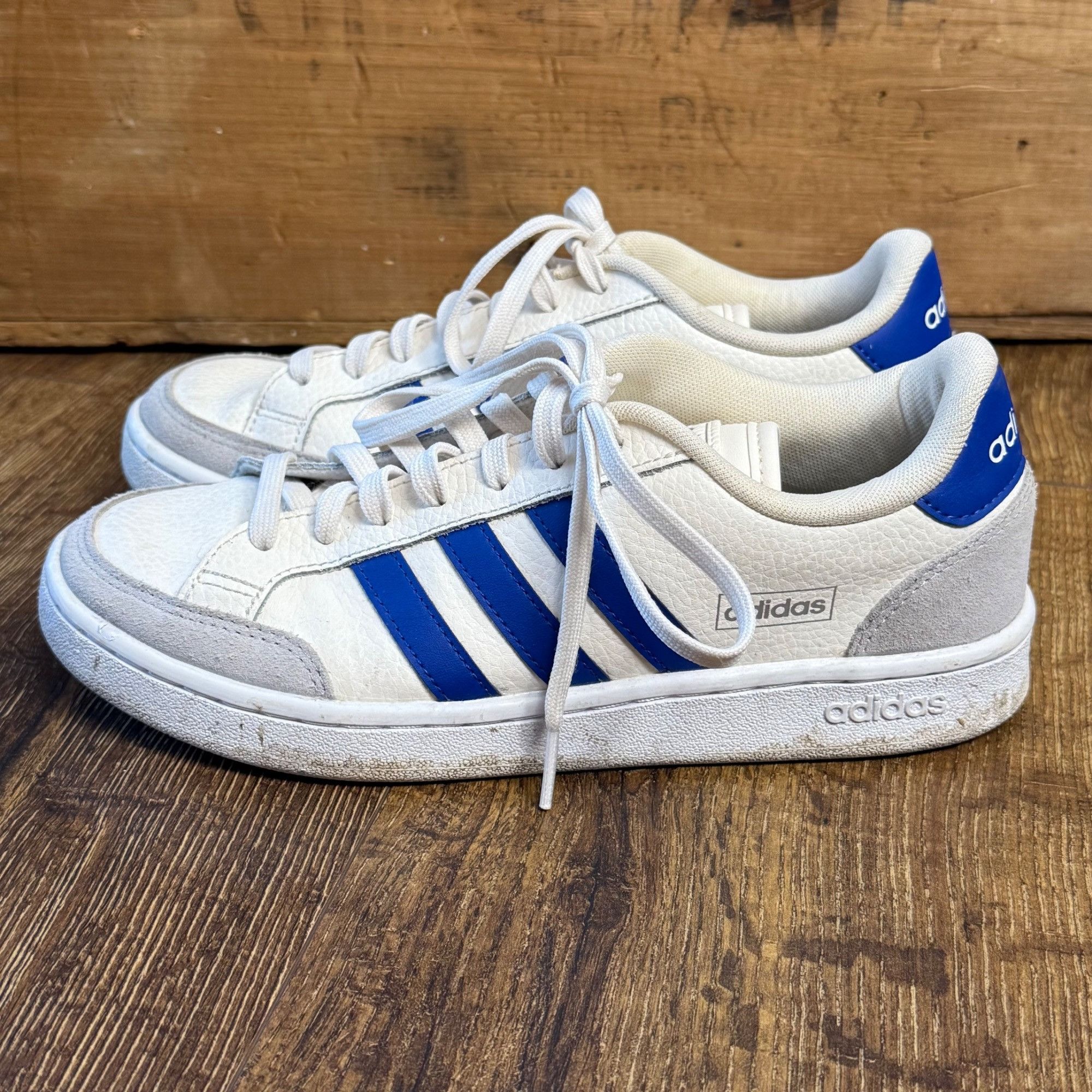 Adidas adidas Sneakers Men's 7M Grand Court SE Cream Blue Leather S Size US 7 / EU 40 - 6 Thumbnail