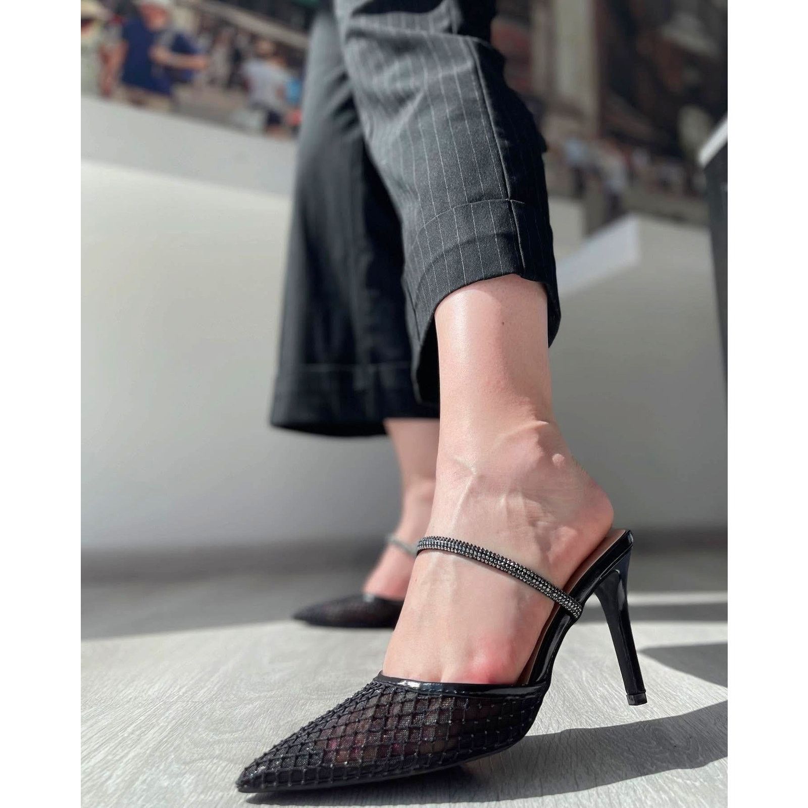 Mango MANGO Embellished Mesh Pointed Toe Heels NWT Size US 7.5 / IT 37.5 - 7 Thumbnail
