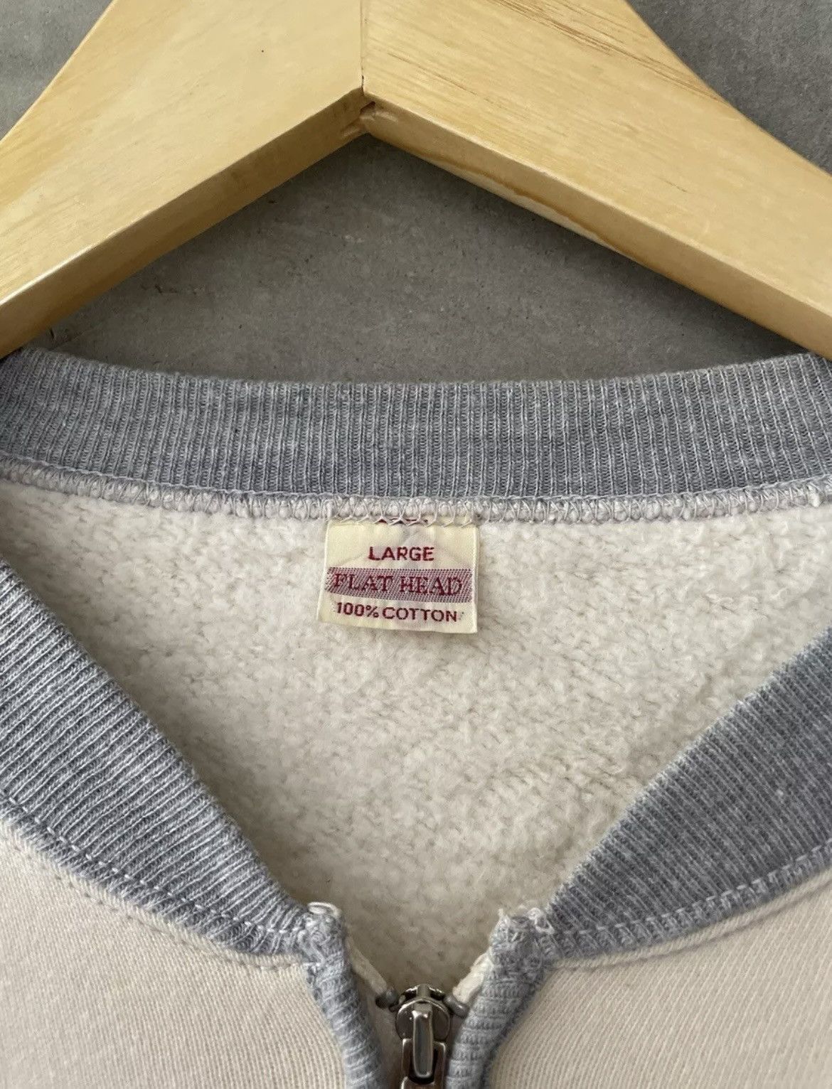 Japanese Brand × The Flat Head The Flat Head Heavy Sweatshirt Sportswear Half Zip Two Tone Size US L / EU 52-54 / 3 - 5 Thumbnail