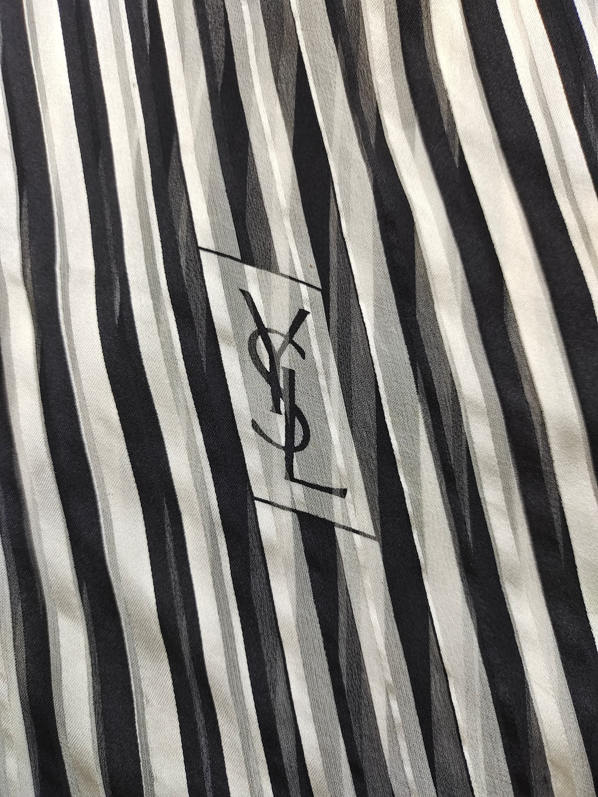 Yves Saint Laurent Vintage Yves Saint Laurent Striped Scarf Black and White Size ONE SIZE - 2 Thumbnail
