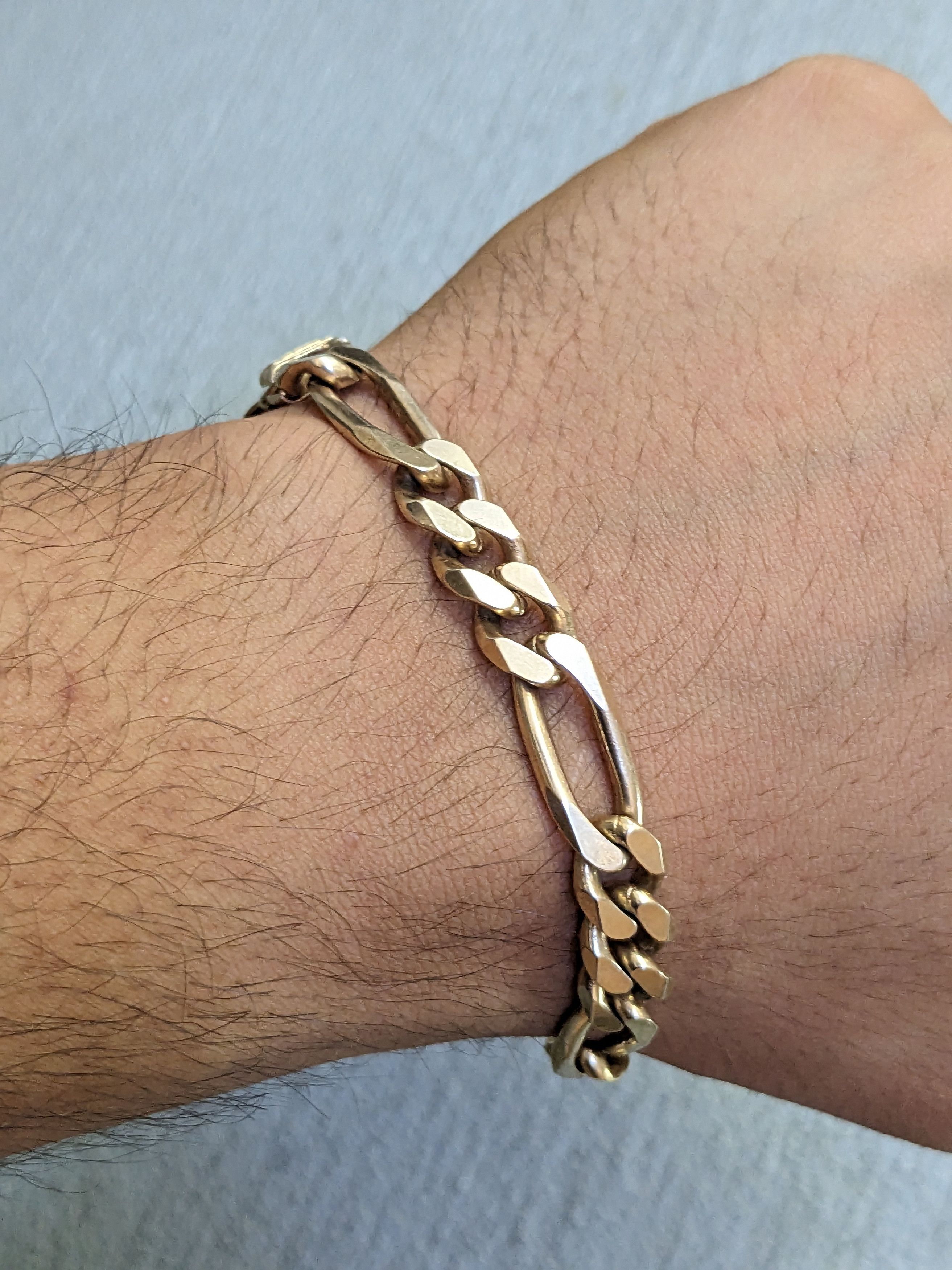 Jewelry Vintage Sterling Silver Bracelet Figaro 8.25" Italy Biker Size ONE SIZE - 9 Thumbnail